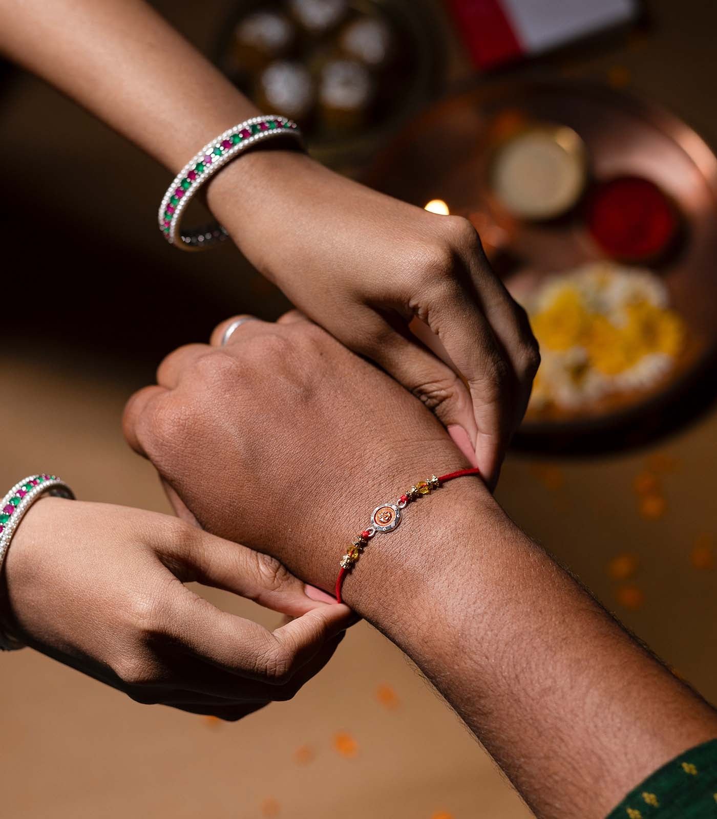 Charming Silver Rakhi - Heart of Sun Design