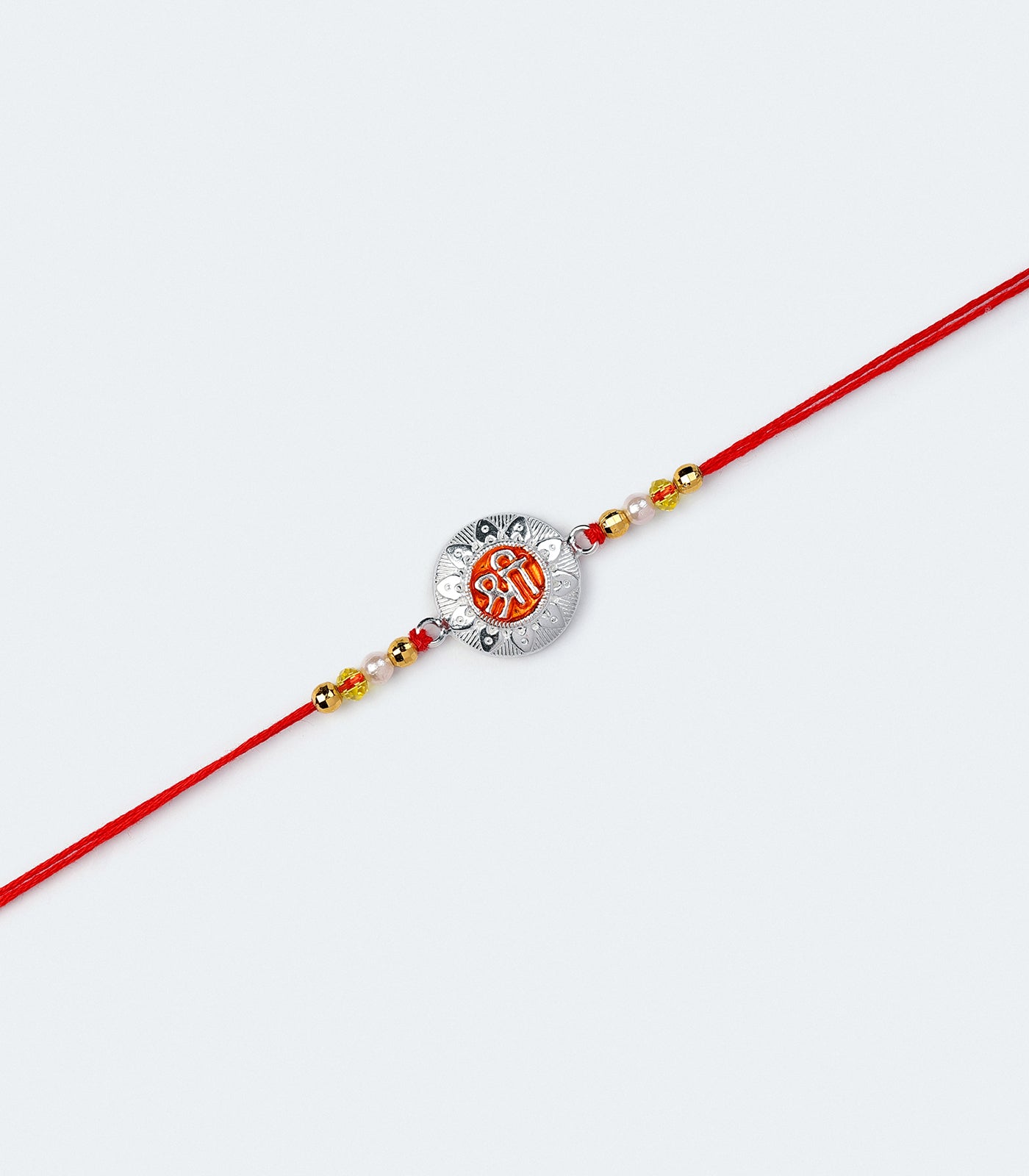 Stunning Silver Rakhi - Divine 'Shree' Engraved Round Design
