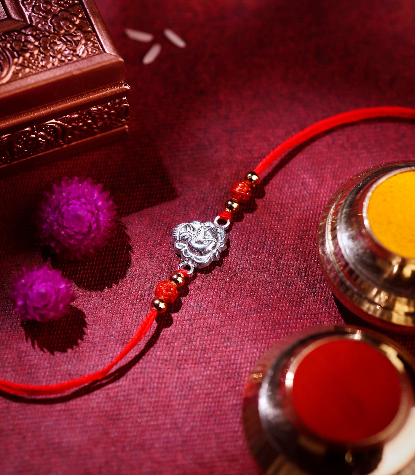 Beautiful Silver Rakhi - Ashtavinayak Mahad Ganesha Design