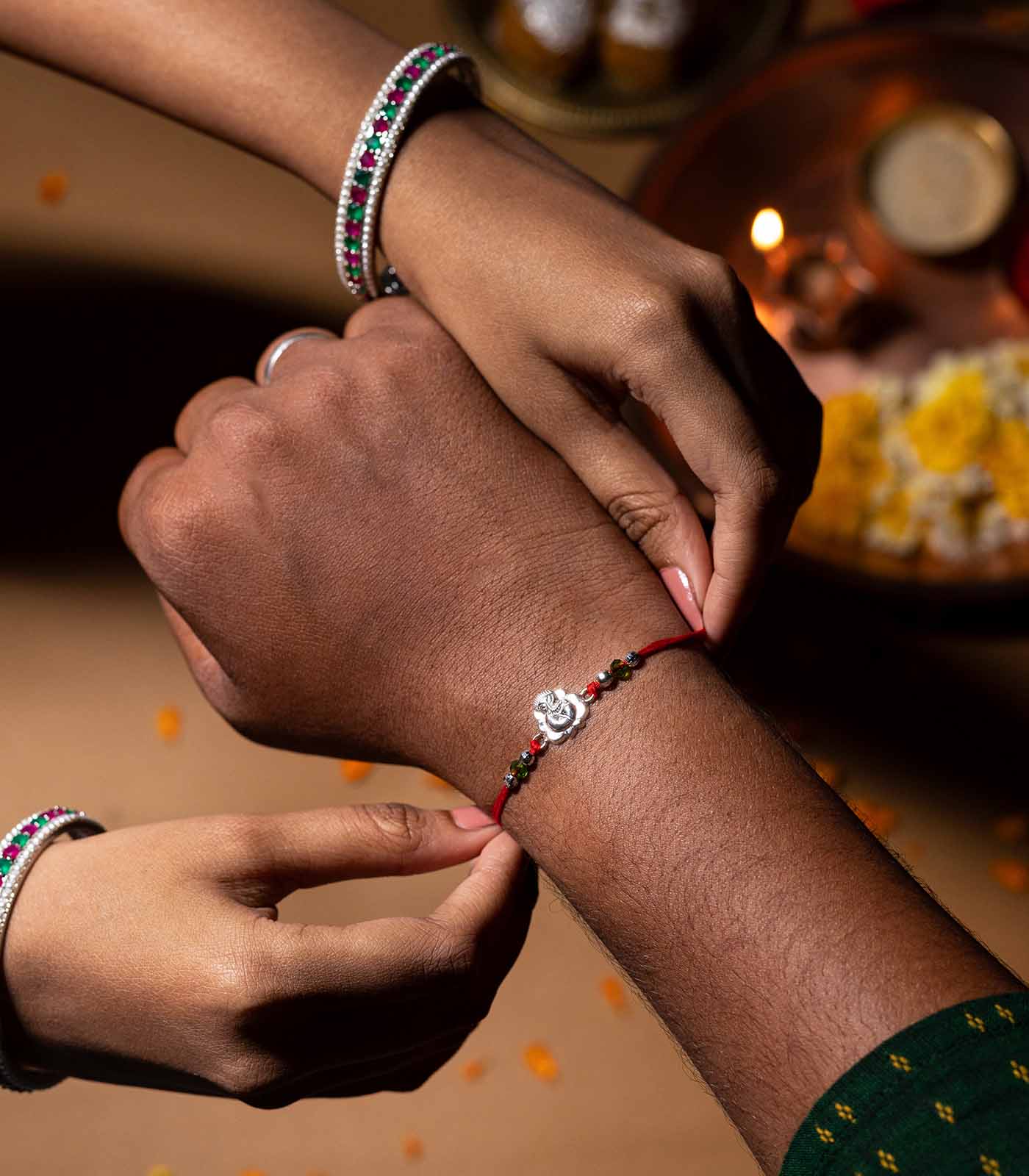 Silver Rakhi Combo Pack of 2