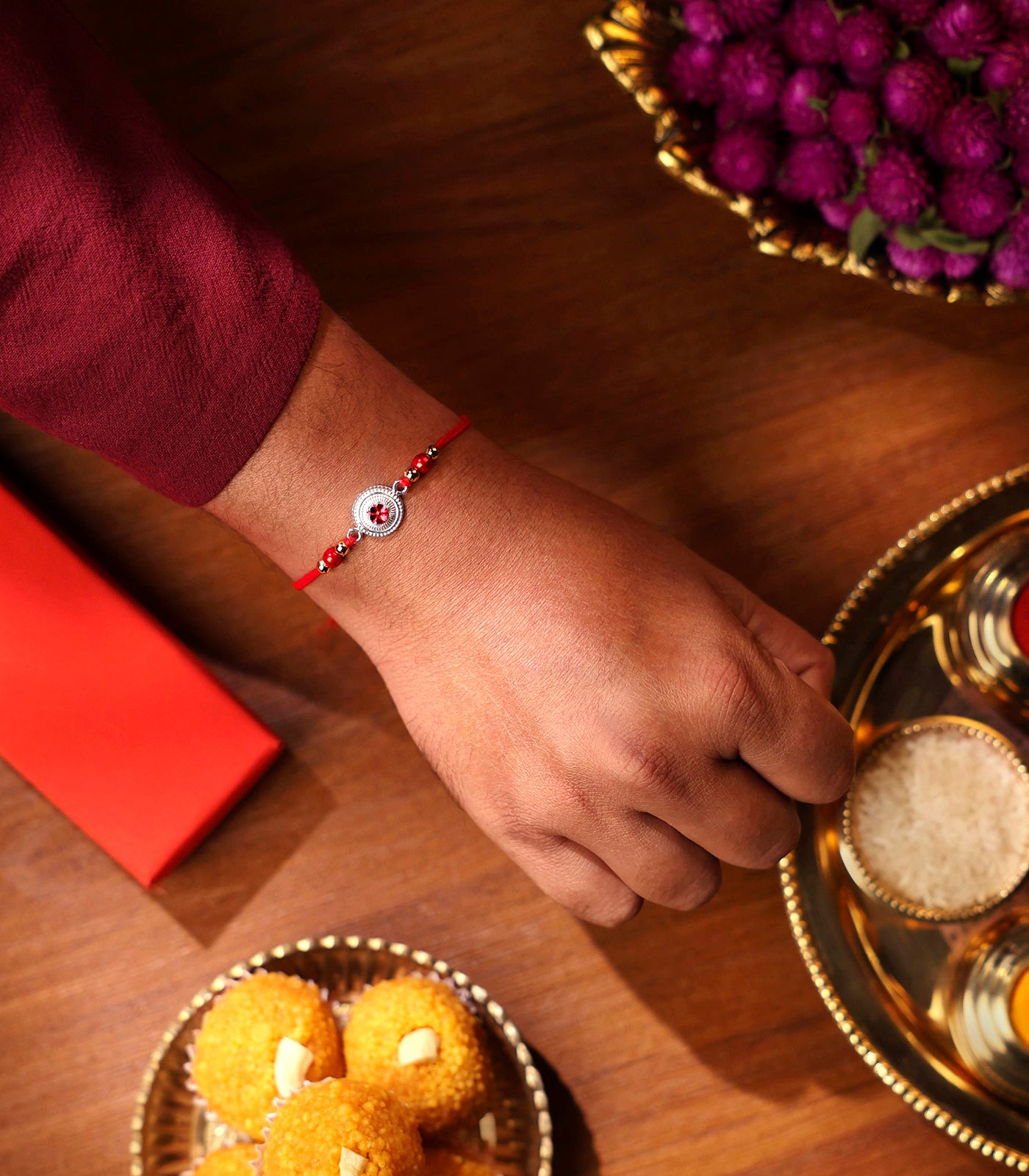 Stunning Silver Rakhi - The Elegant Small Flower Design