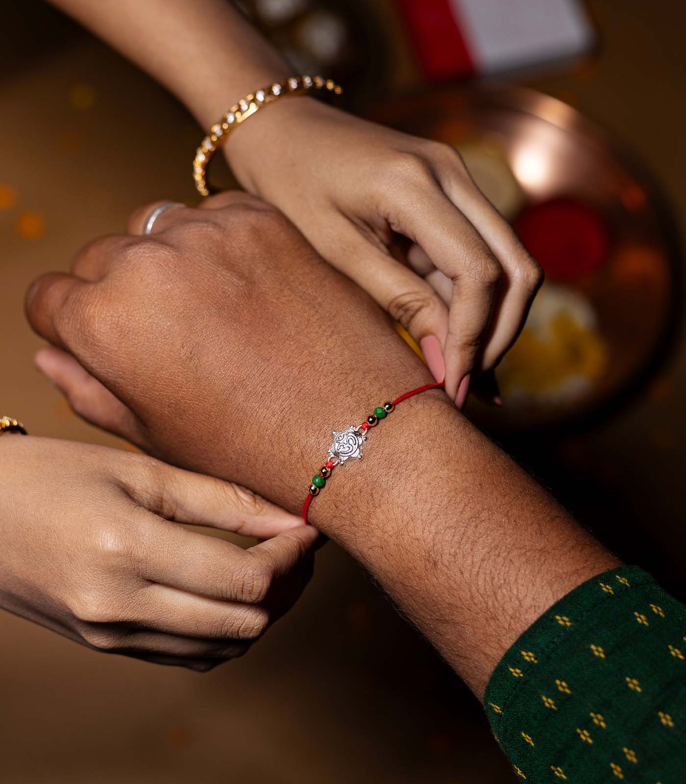 Stunning Silver Rakhi - OM Engraved Star Design