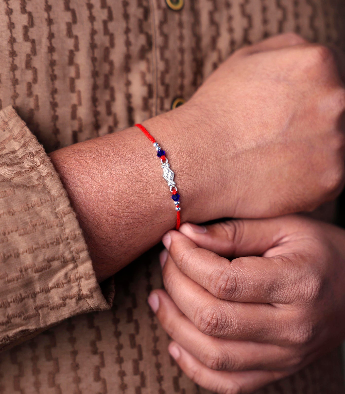 Beautiful Silver Rakhi - Diamond Shaped Dial
