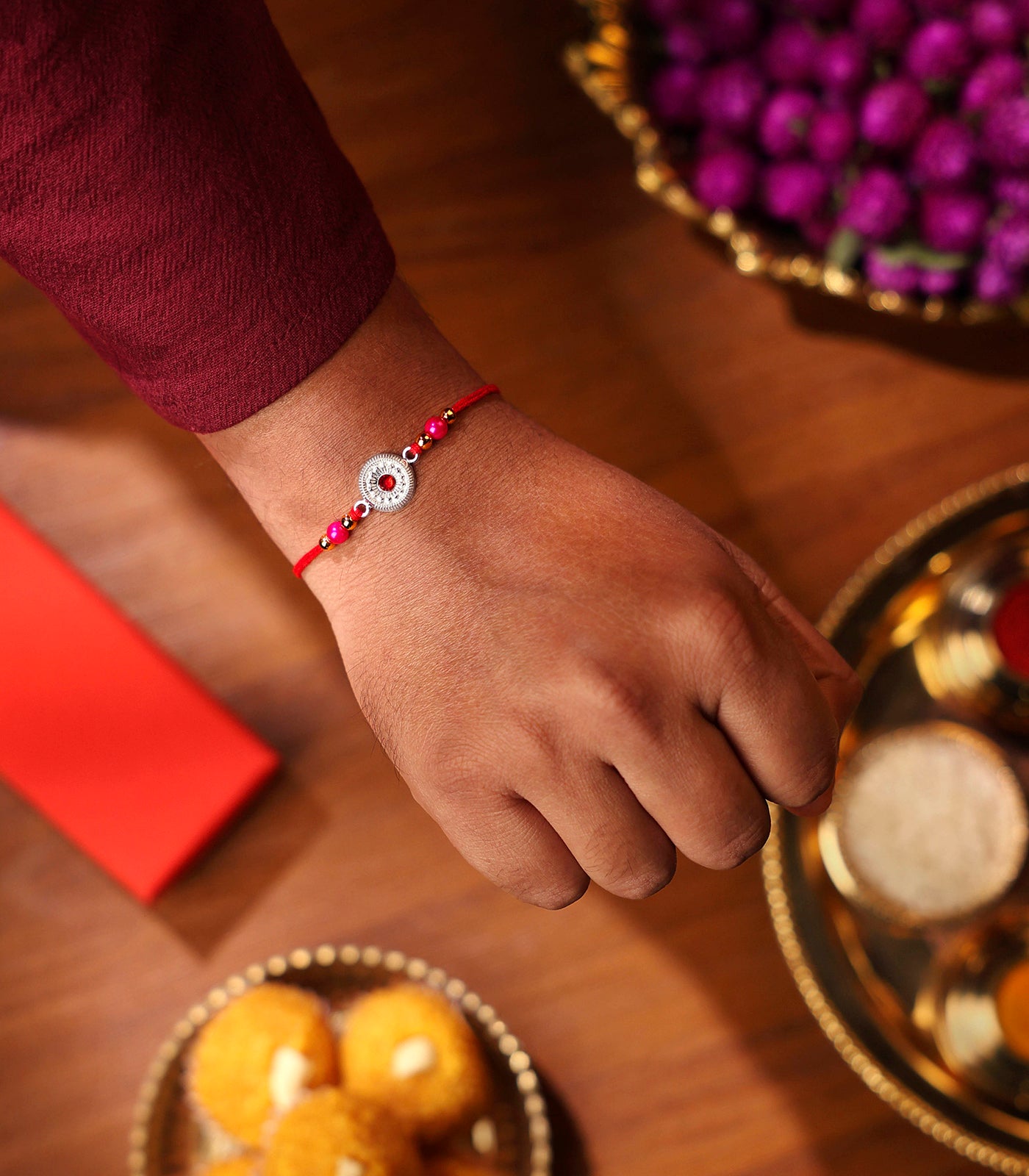 Stunning Silver Rakhi - The Elegant Chakra Design