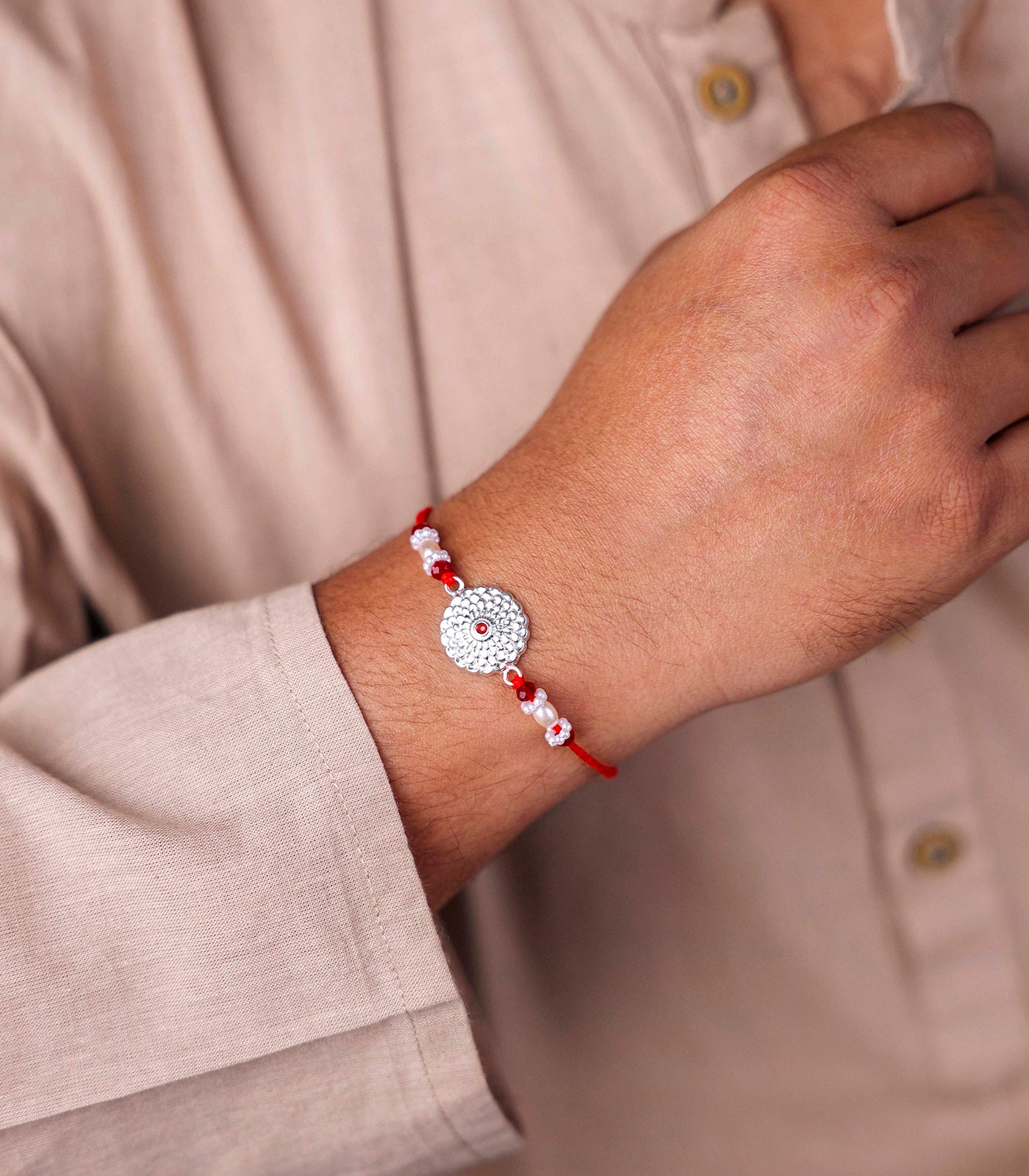 Stunning Silver Rakhi - Multilevel Chakra Design