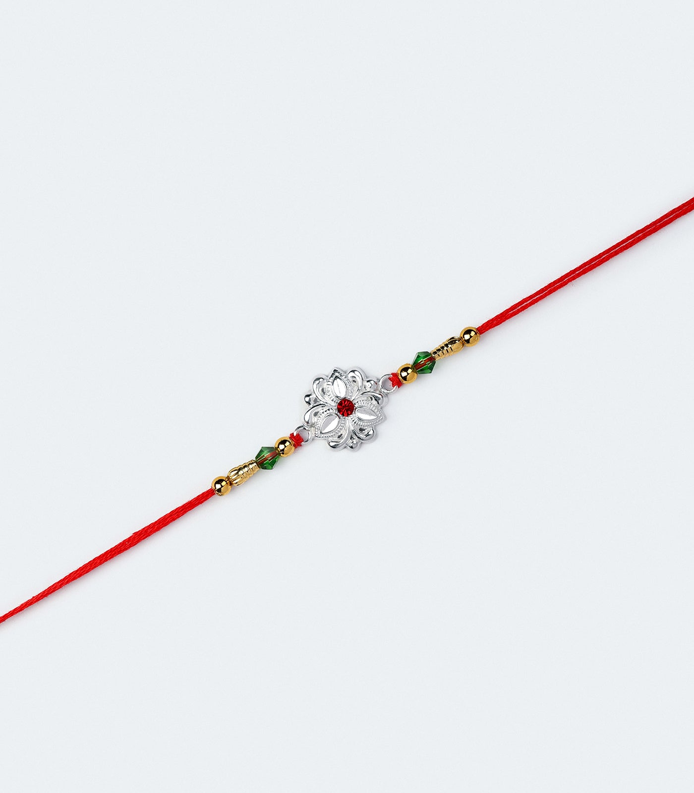 Beautiful Silver Rakhi - Delicate Tri-petal design