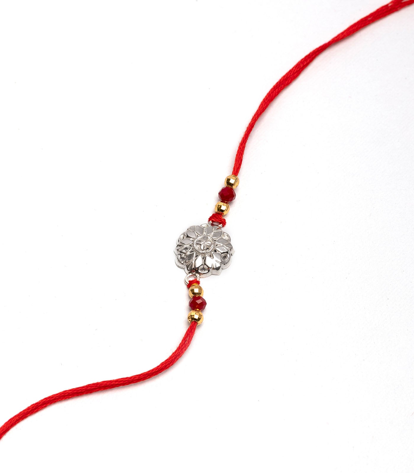 Beautiful Silver Rakhi - Dual Diamond Petals Design