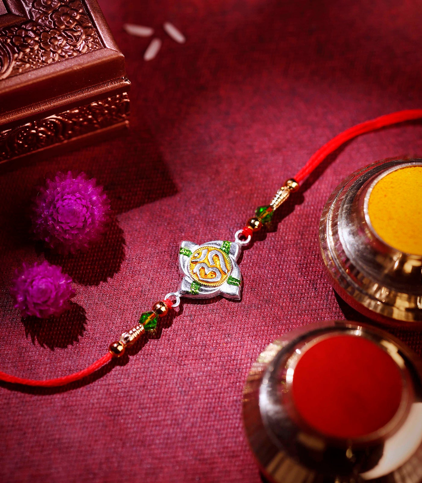 Beautiful Silver Rakhi - Om Engraved Design