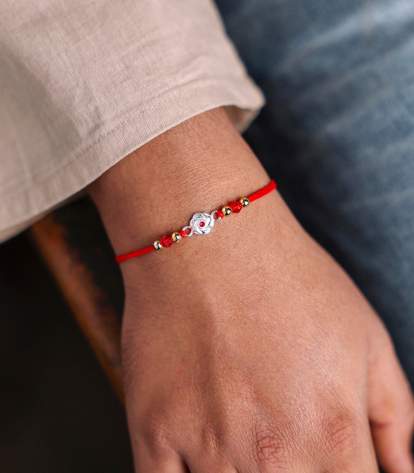 Beautiful Silver Rakhi - Elegant Floral Design