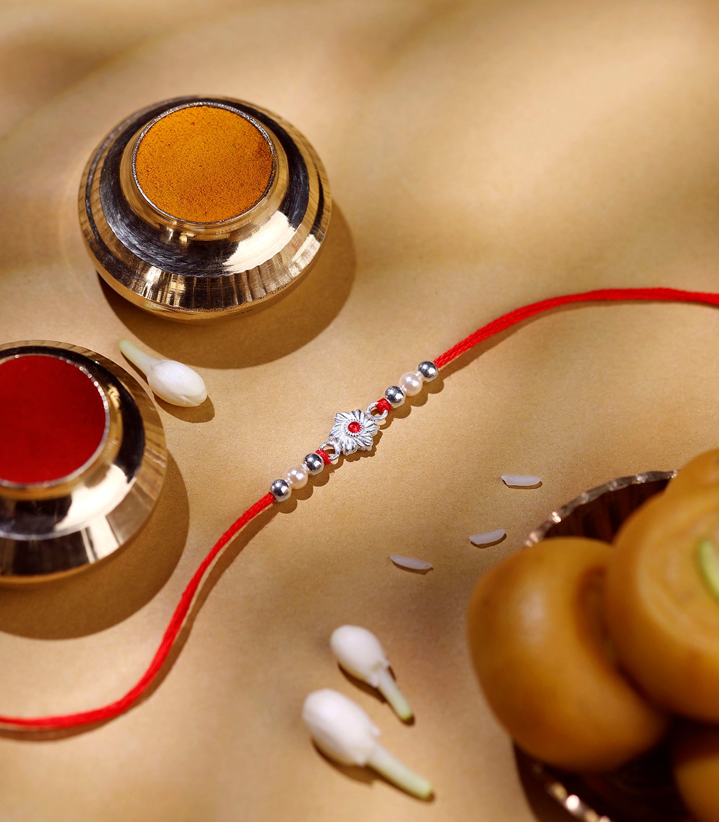 Beautiful Silver Rakhi - Elegant Floral Design