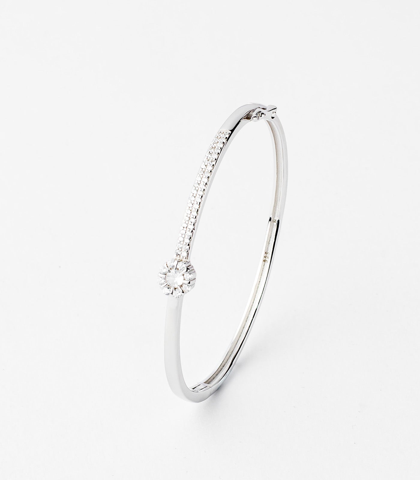 Crystal Motif Kada Bracelet (Silver)
