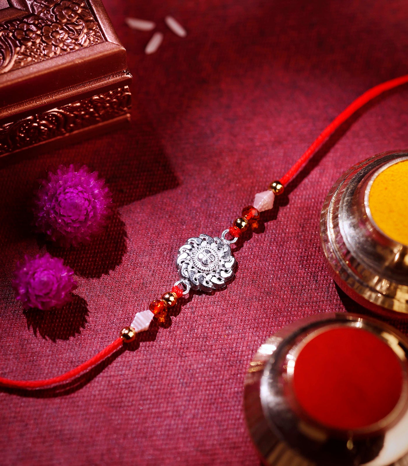 Stunning Silver Rakhi - Chakra Design