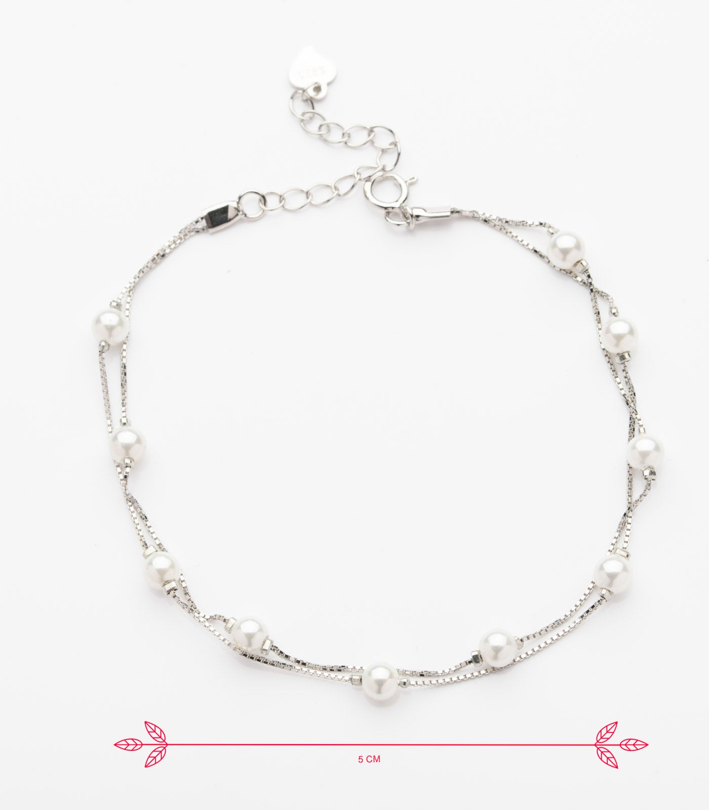 Equally Spaced Pearl Bracelet (Silver)