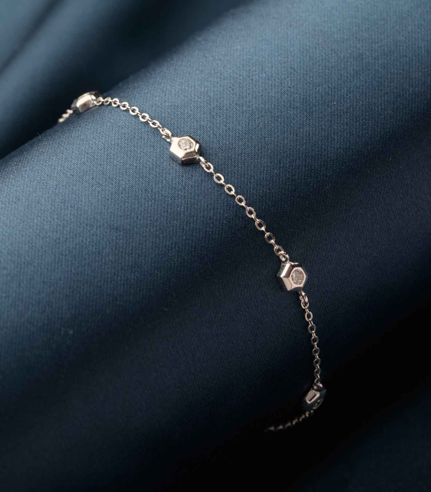 Stone Studded Bracelet (Silver)