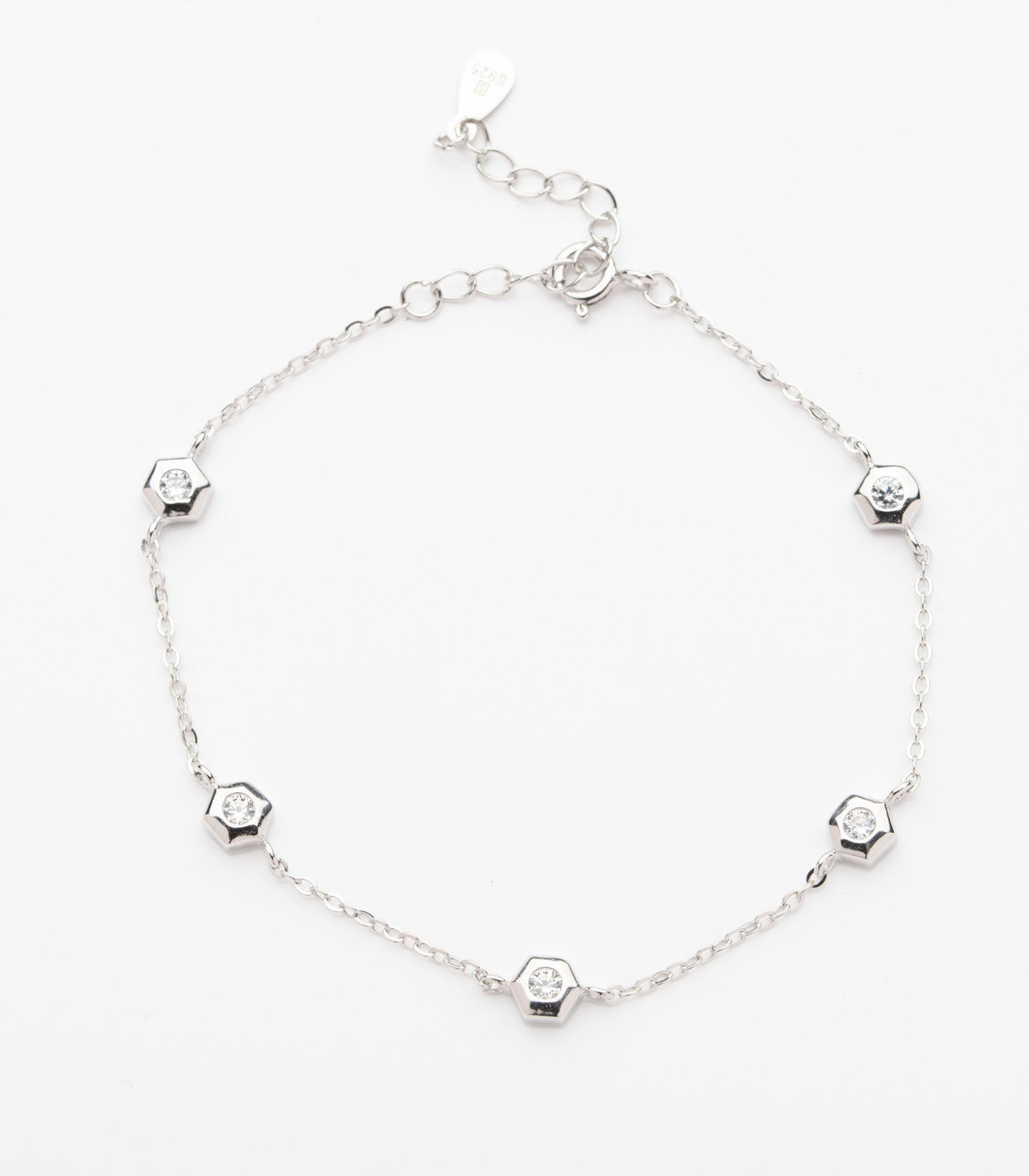 Stone Studded Bracelet (Silver)