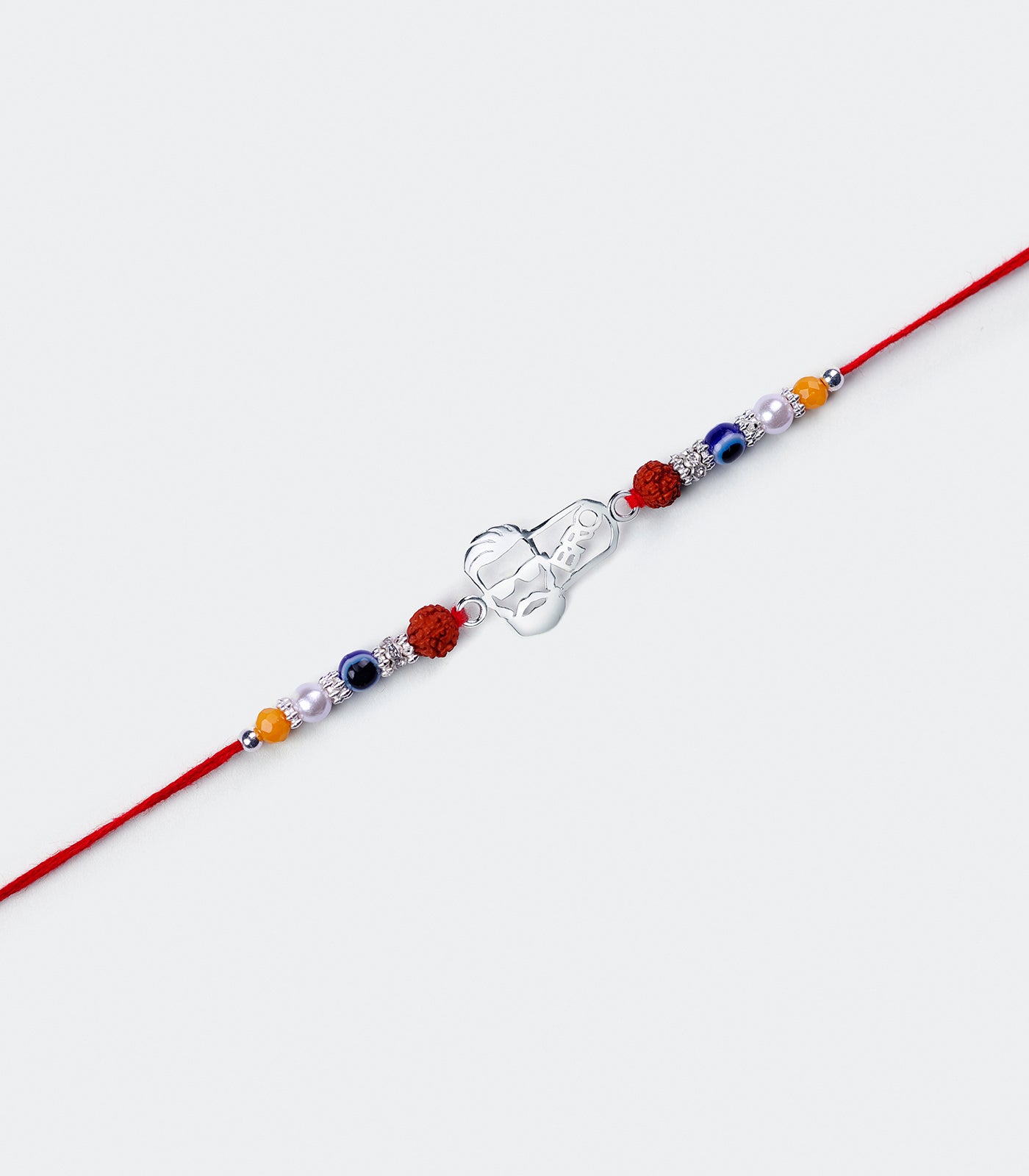 Silver Rudraksh Rakhi - Bro Text Design