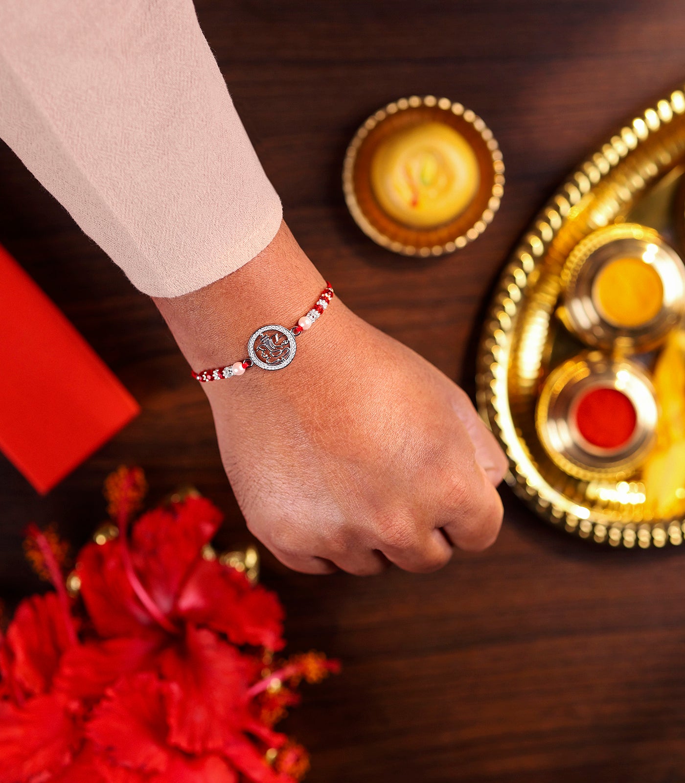 Silver Rakhi - Ganpati design