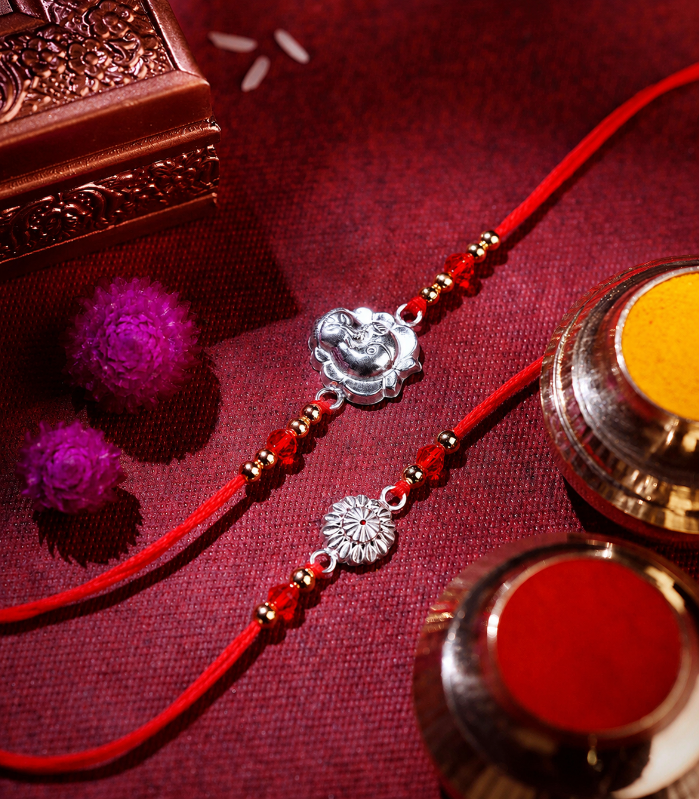 Silver Rakhi Combo Pack of 2