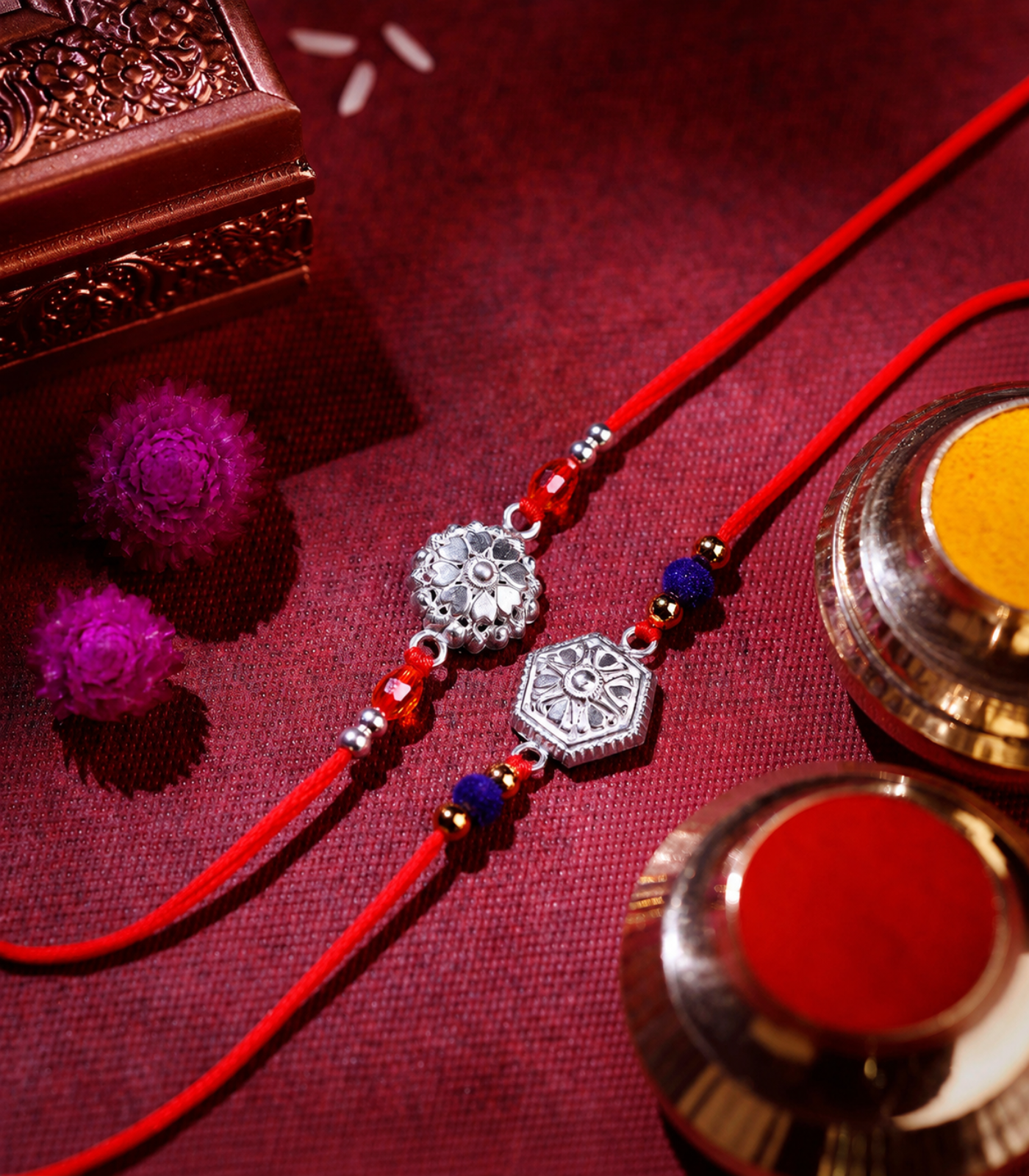 Silver Rakhi Combo Pack of 2