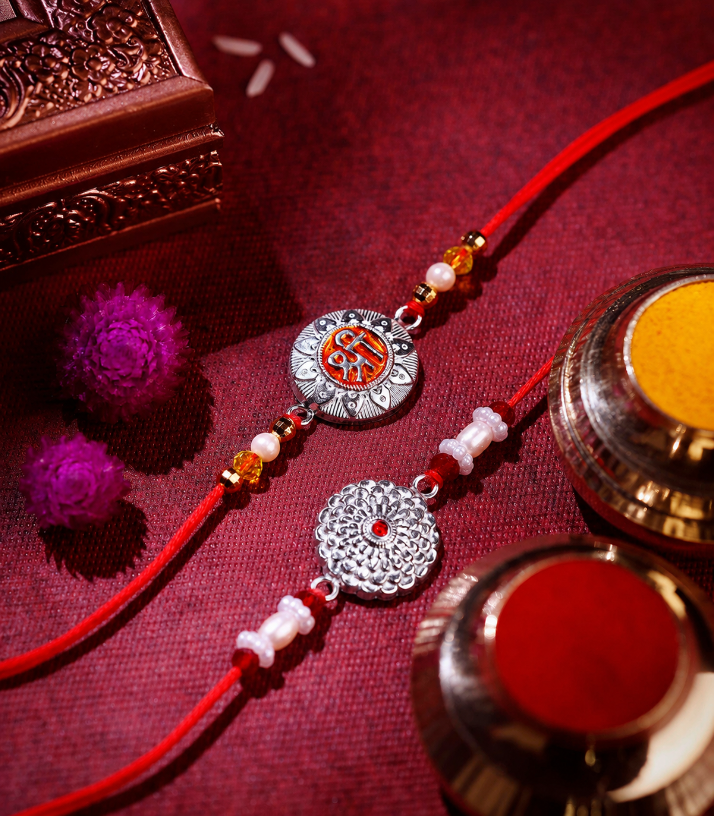 Silver Rakhi Combo Pack of 2