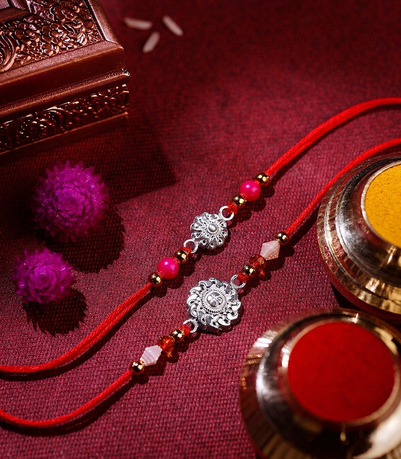 Silver Rakhi Combo Pack of 2