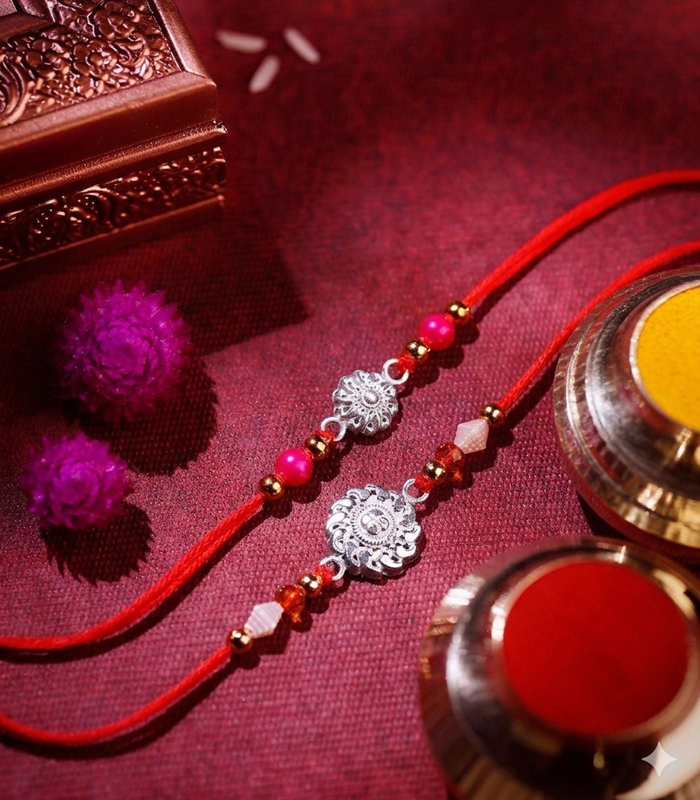 Silver Rakhi Combo Pack of 2