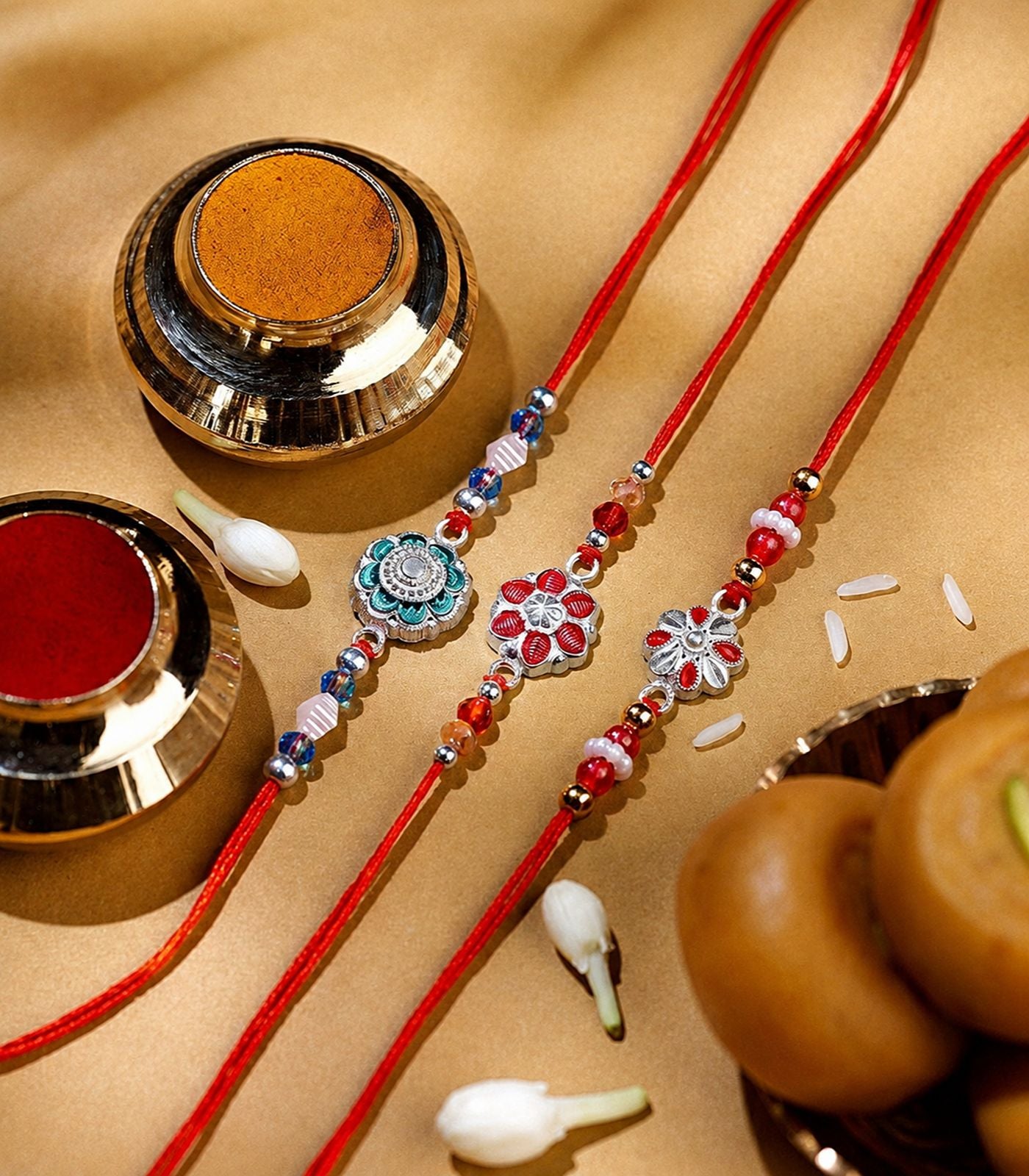 Silver Rakhi Combo Pack of 3