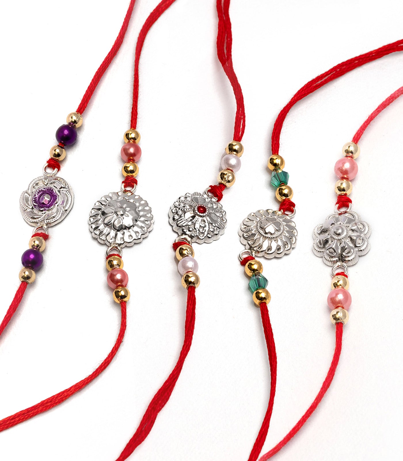 Silver Rakhi Combo Pack of 5