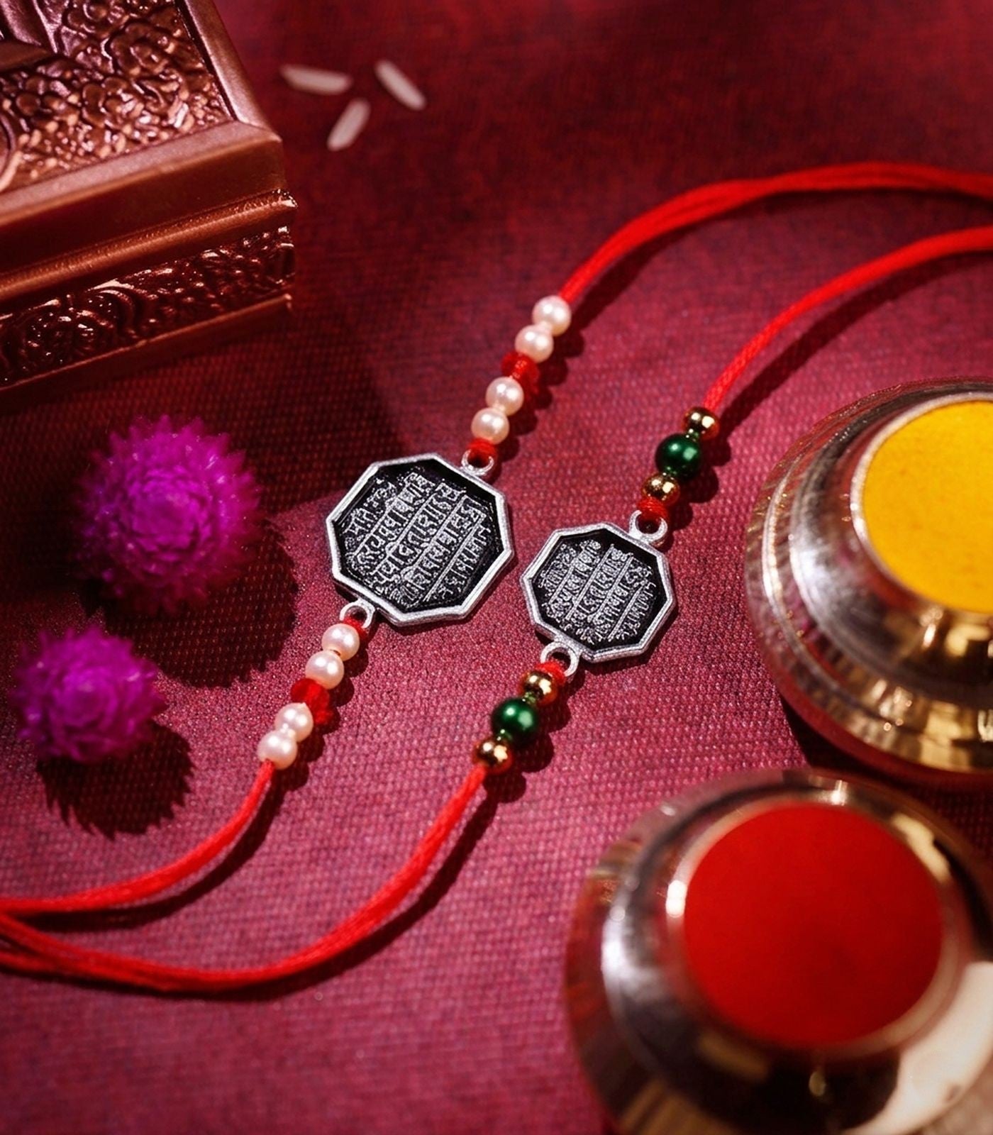 Silver Rakhi Combo Pack of 2
