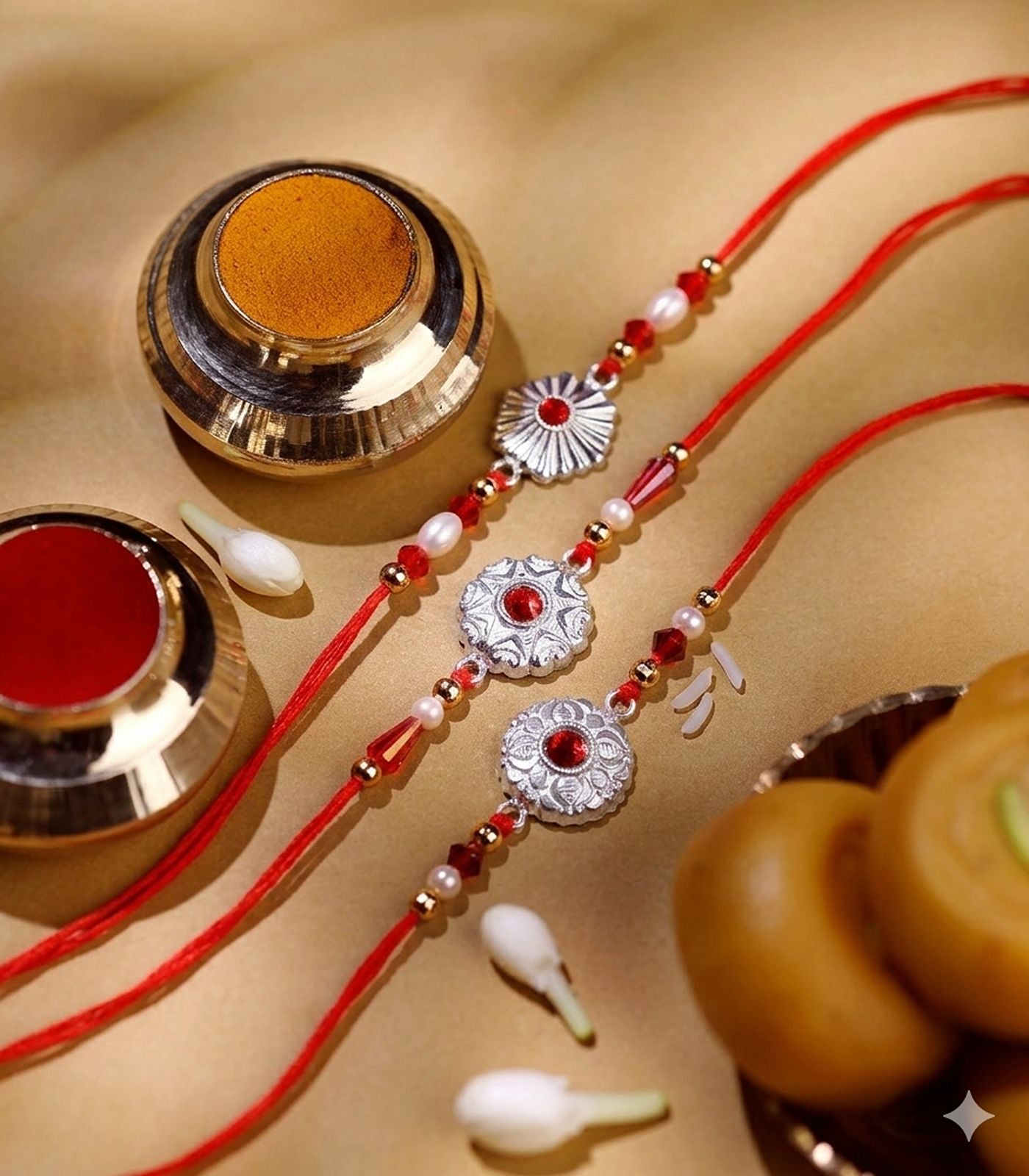 Silver Rakhi Combo Pack of 3