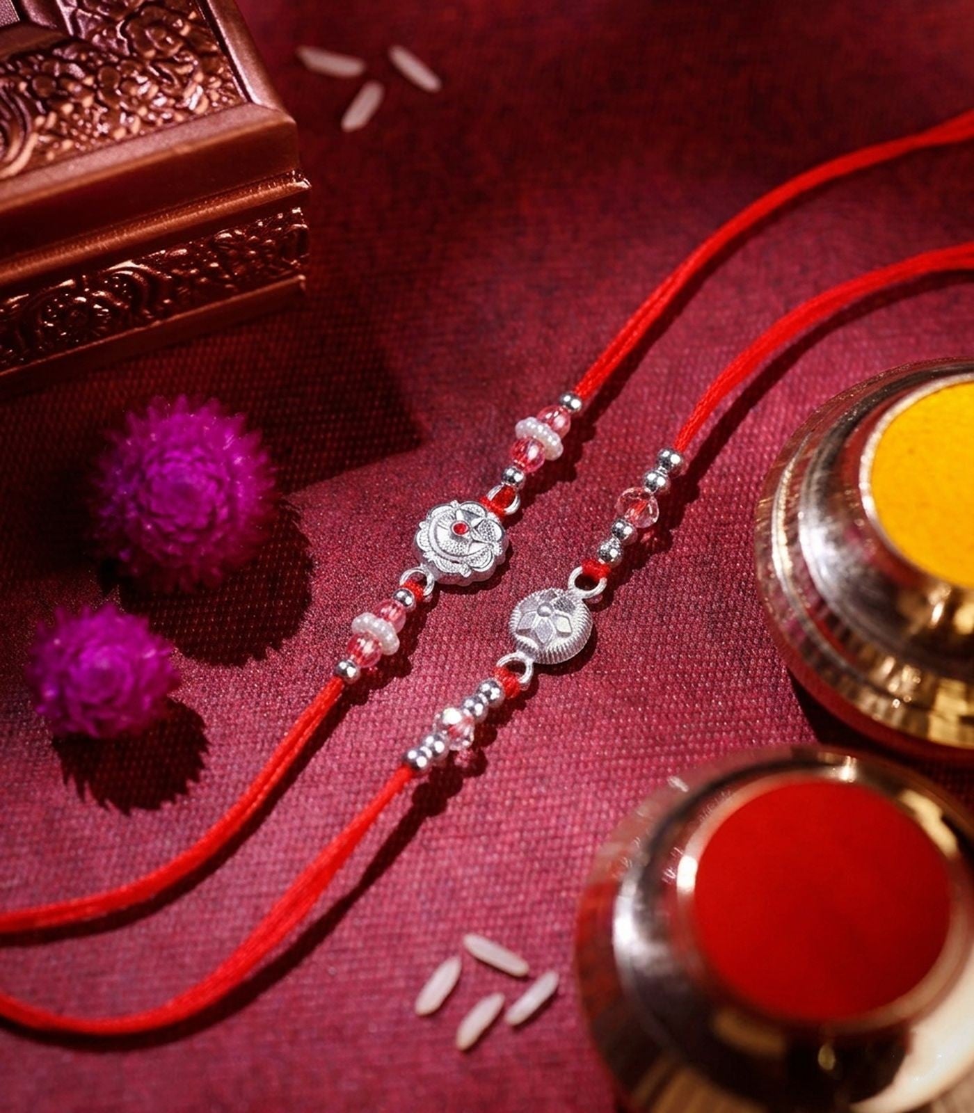 Silver Rakhi Combo Pack of 2