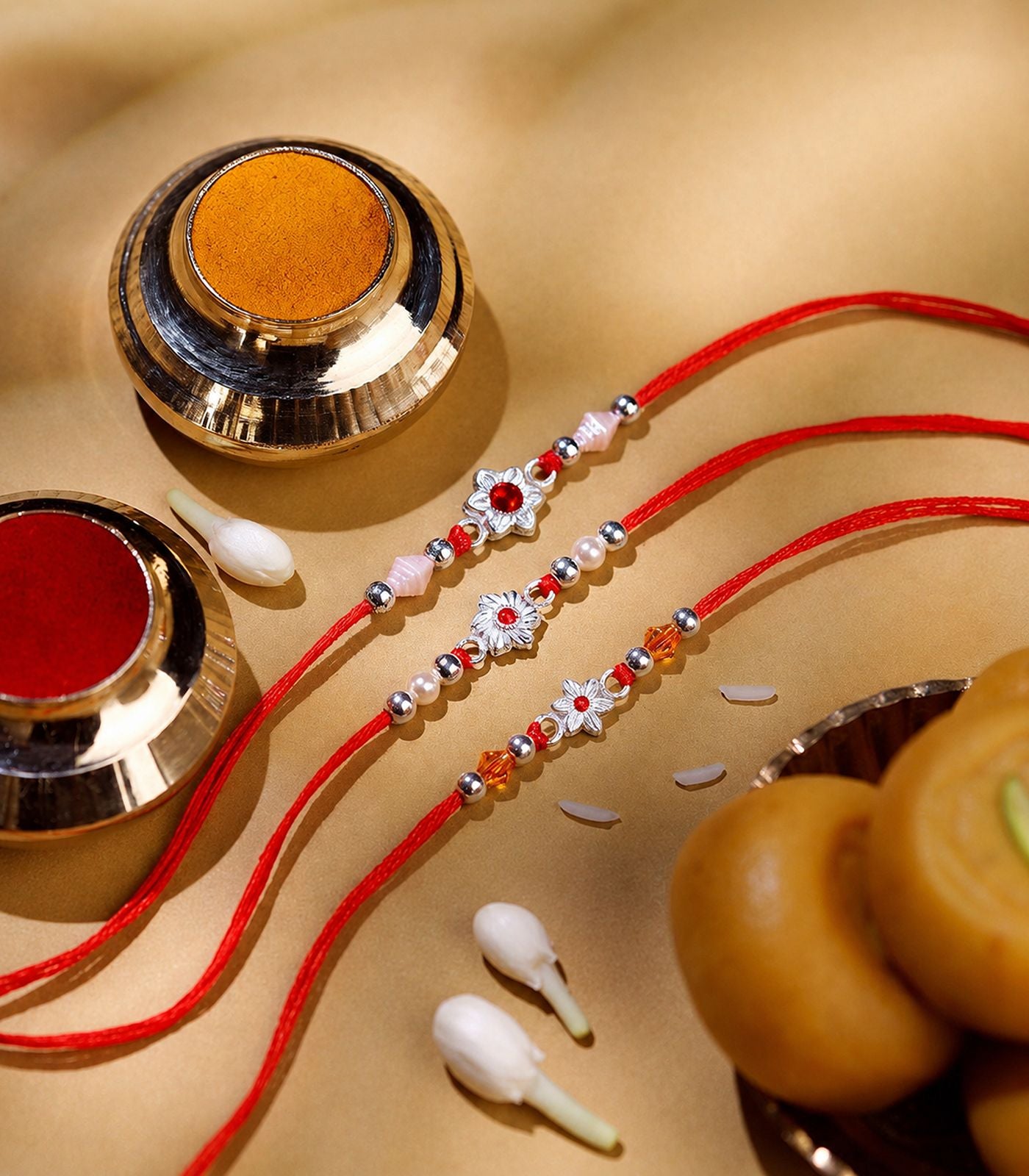 Silver Rakhi Combo Pack of 3