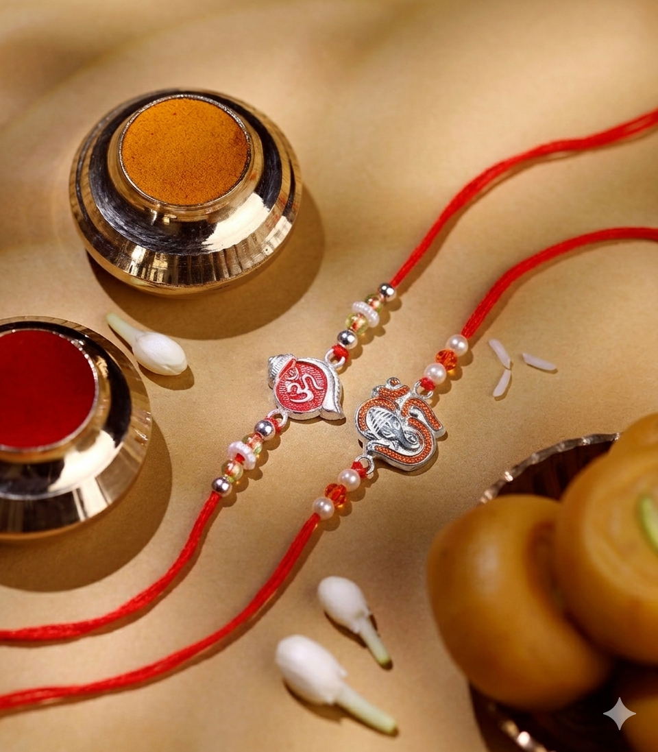 Silver Rakhi Combo Pack of 2
