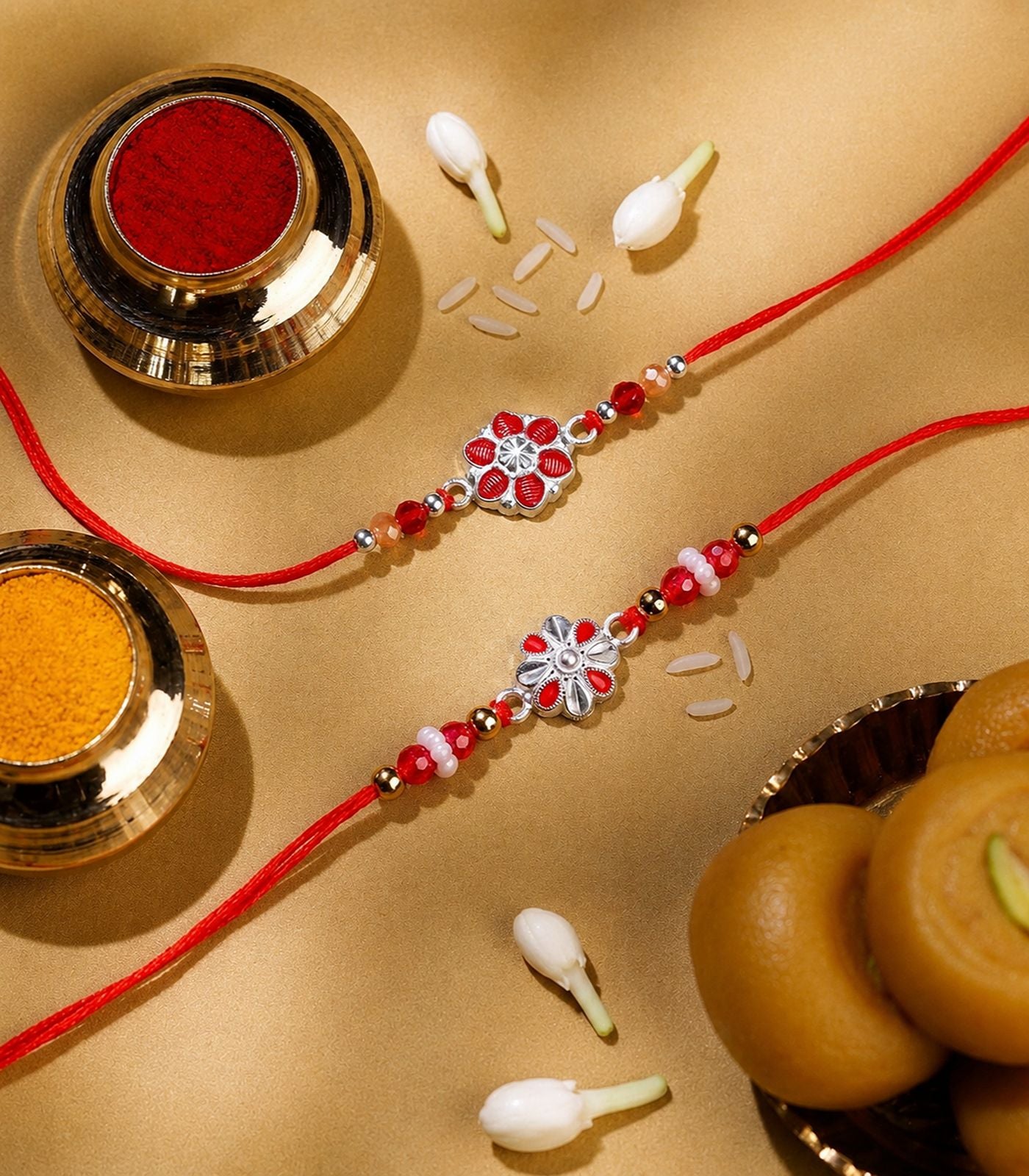 Silver Rakhi Combo Pack of 2