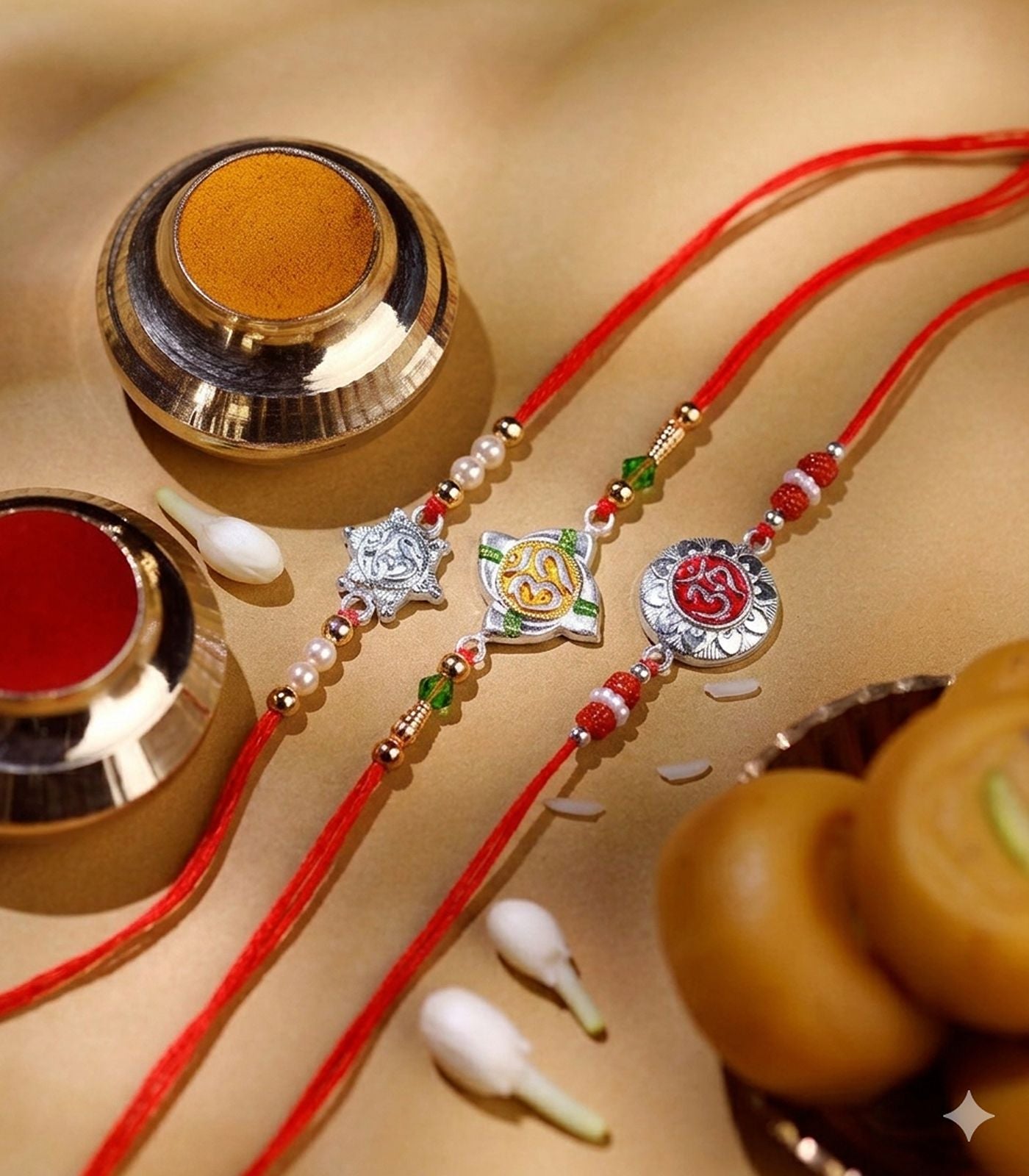 Silver Rakhi Combo Pack of 3