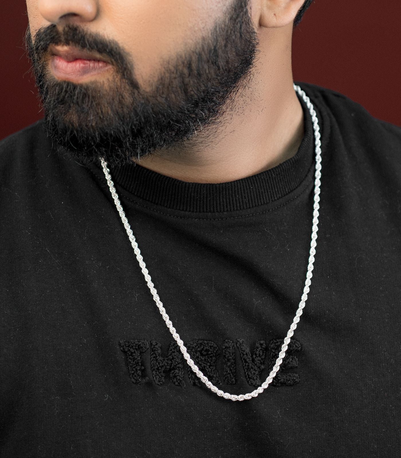 Twisted Mens Chain (60.9 cm) (Silver)