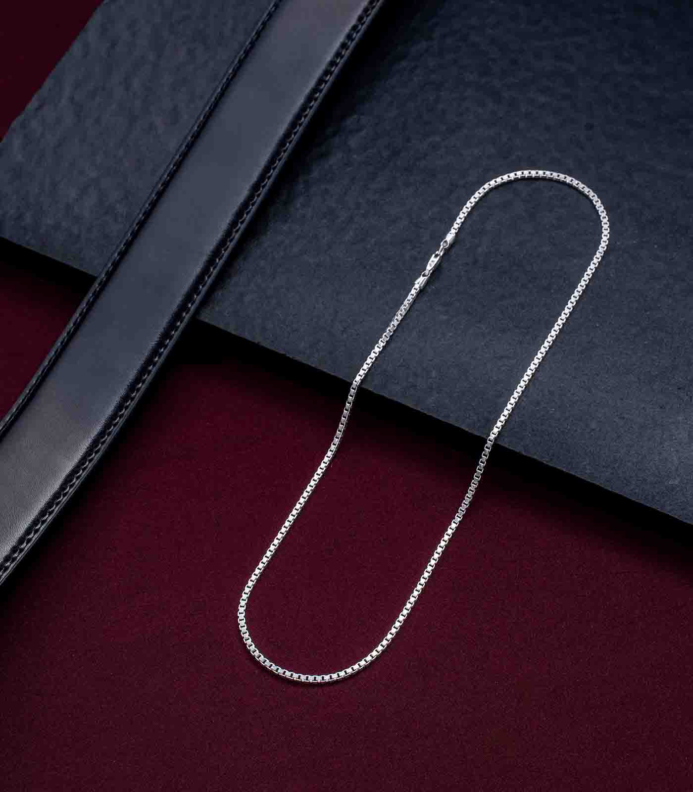 Modern Motif Mens Chain (66 cm) (Silver)