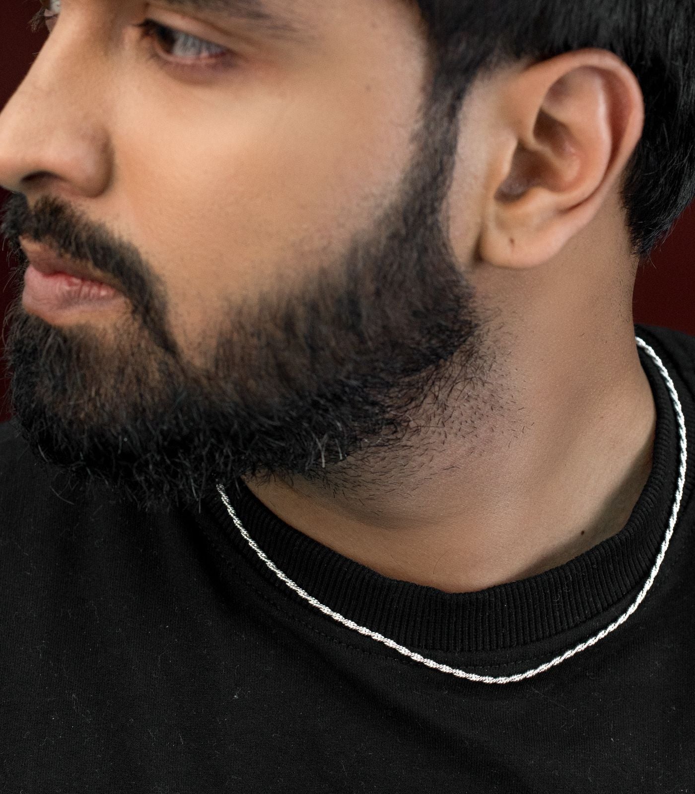 Twisted Mens Chain (45.7 cm) (Silver)
