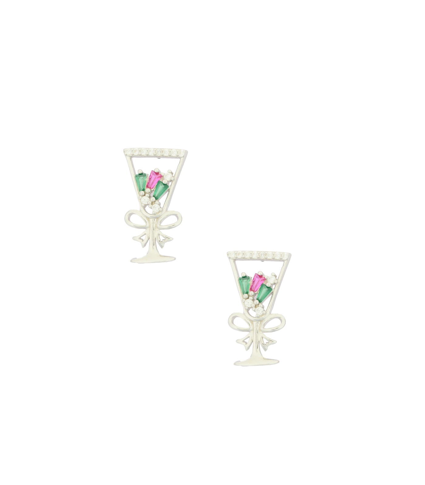 Wine Glass Necklace Set (Silver)
