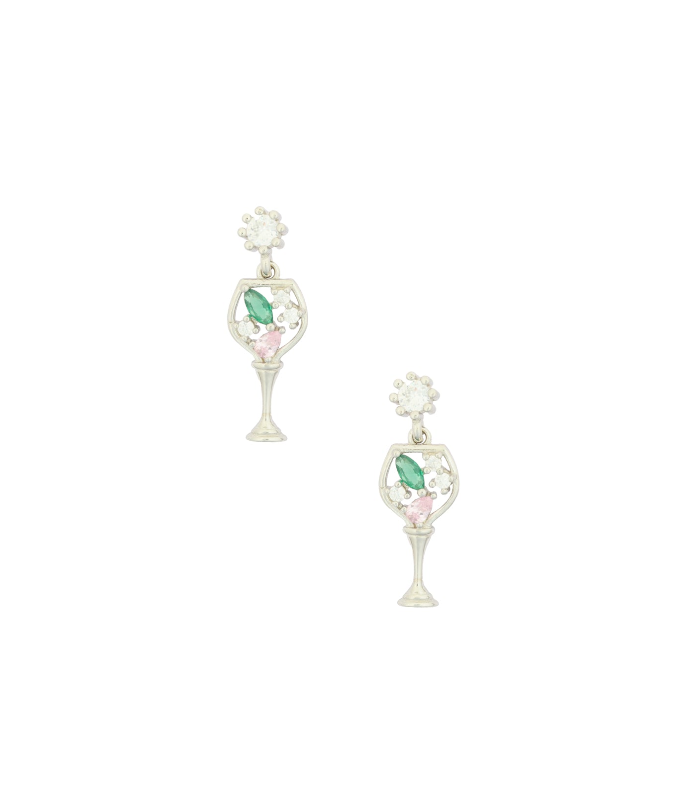 Wine Glass Necklace Set (Silver)