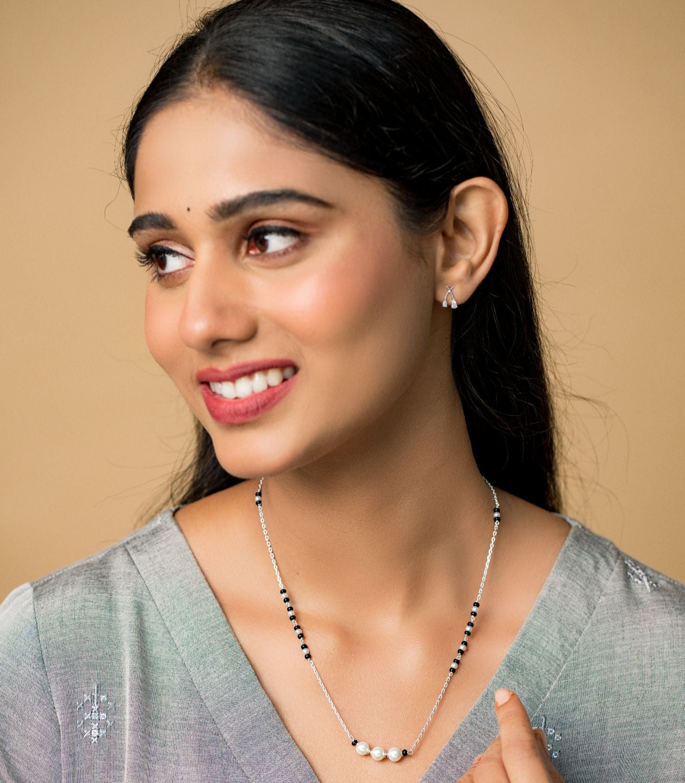 Silver Triple Pearl Mangalsutra