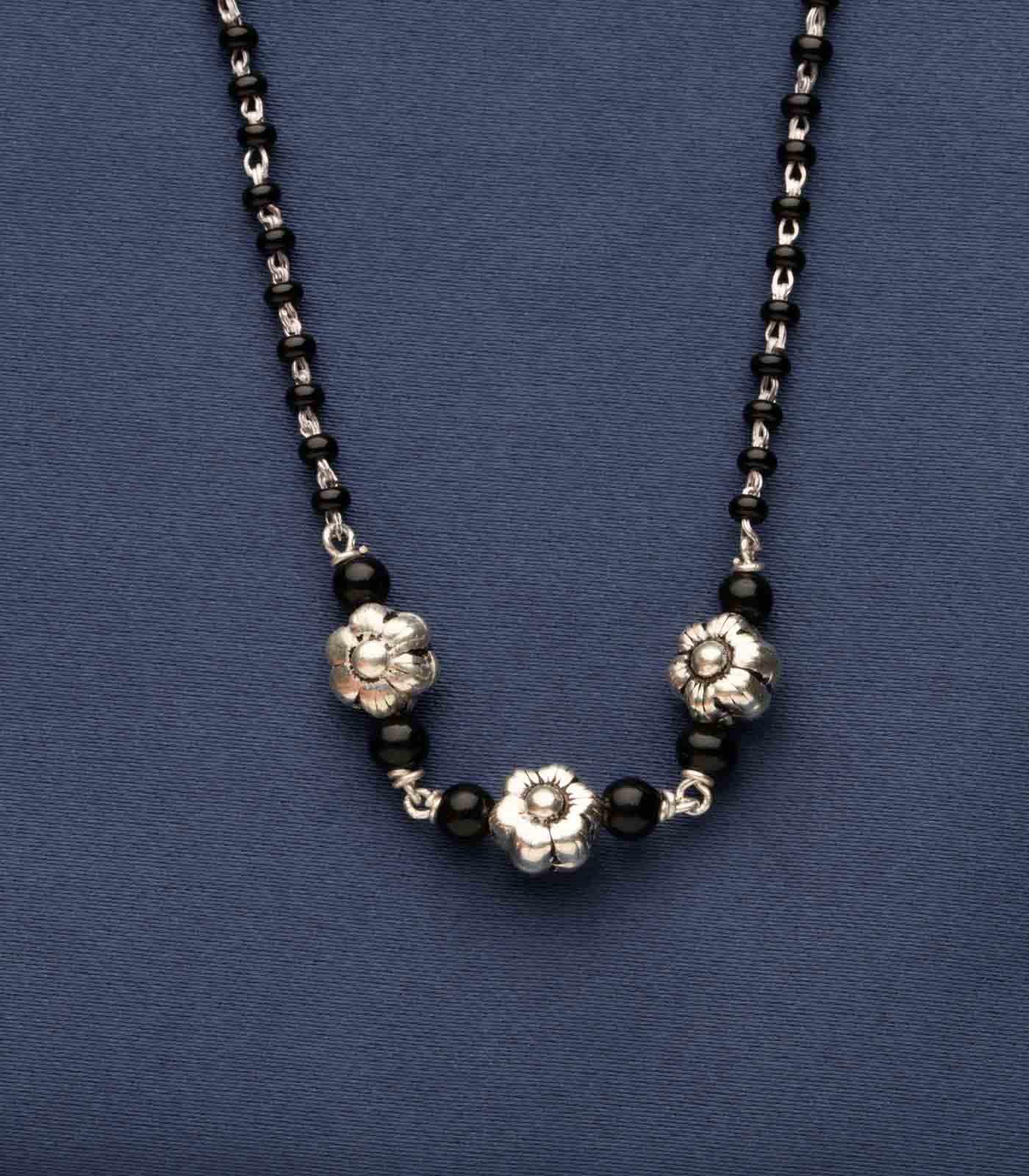 Triple Floral Mangalsutra (Silver)