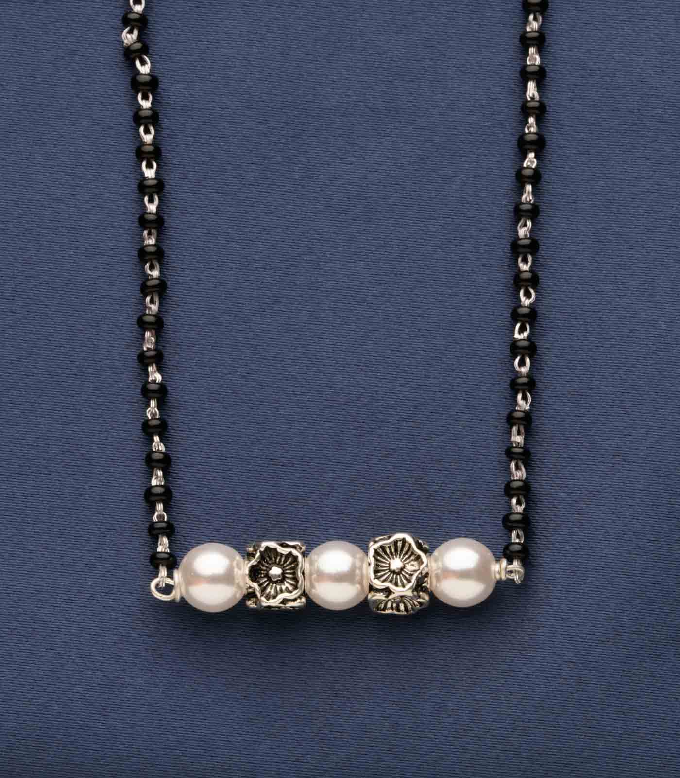 Floral Pearl Mangalsutra (Silver)