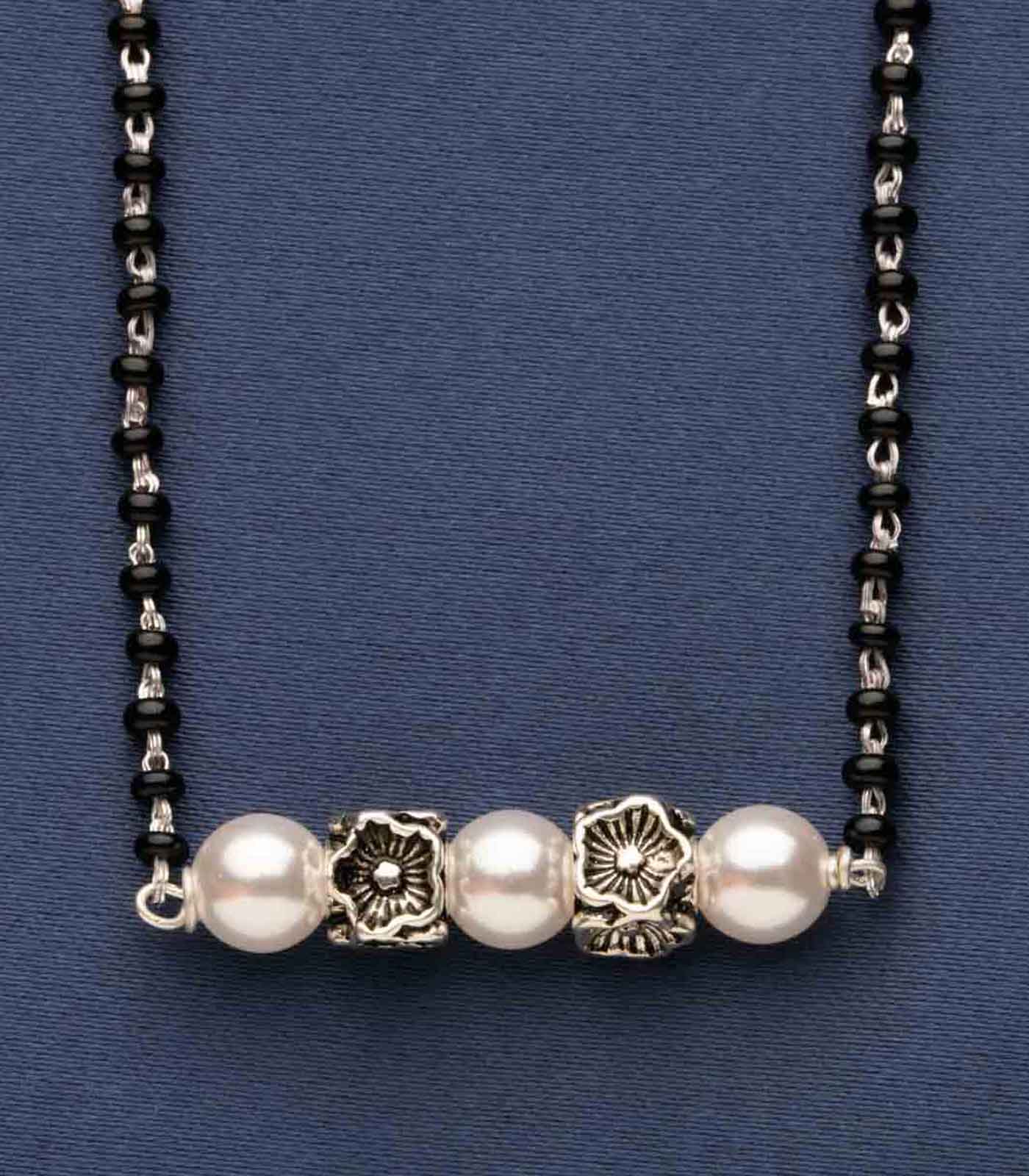 Floral Pearl Mangalsutra (Silver)