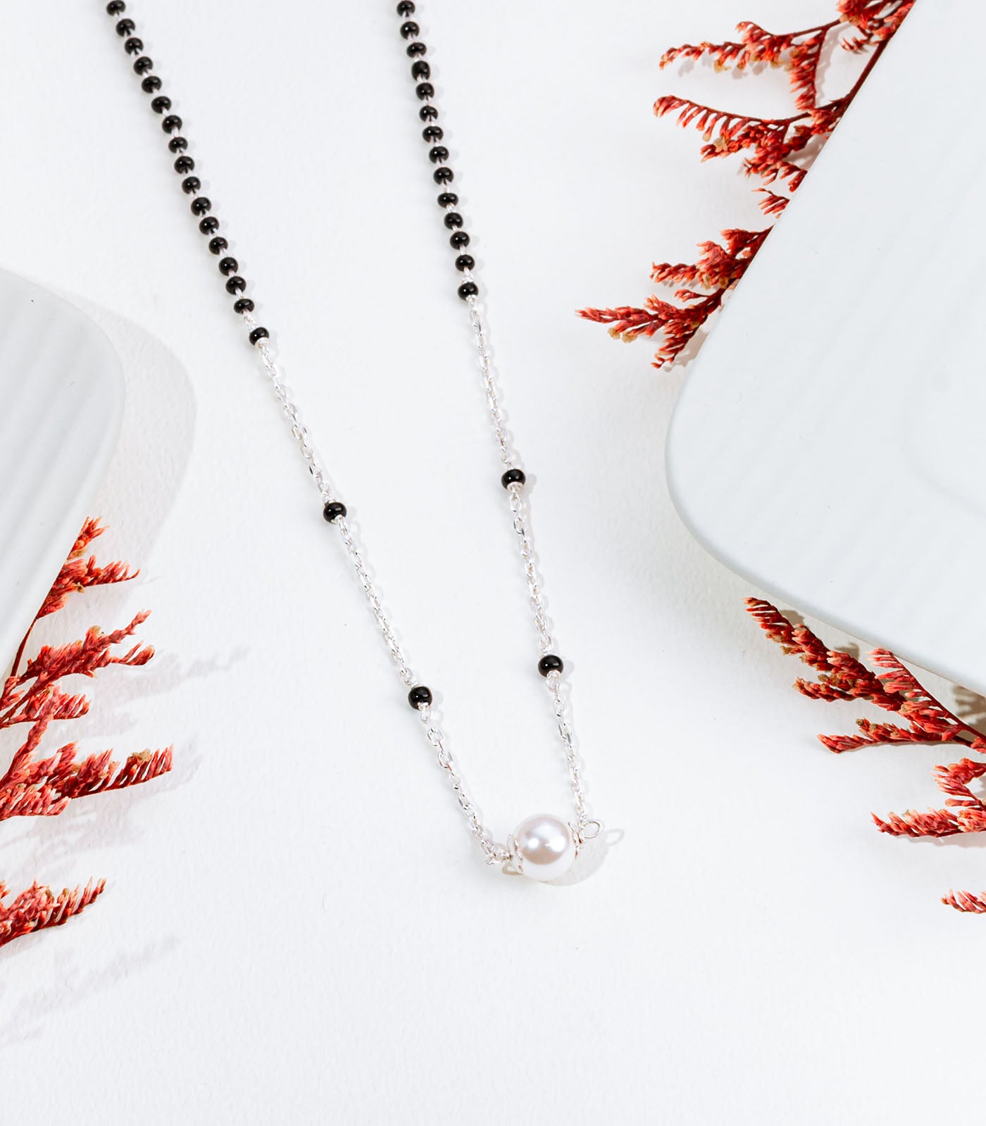 Silver Chained Pearl Mangalsutra