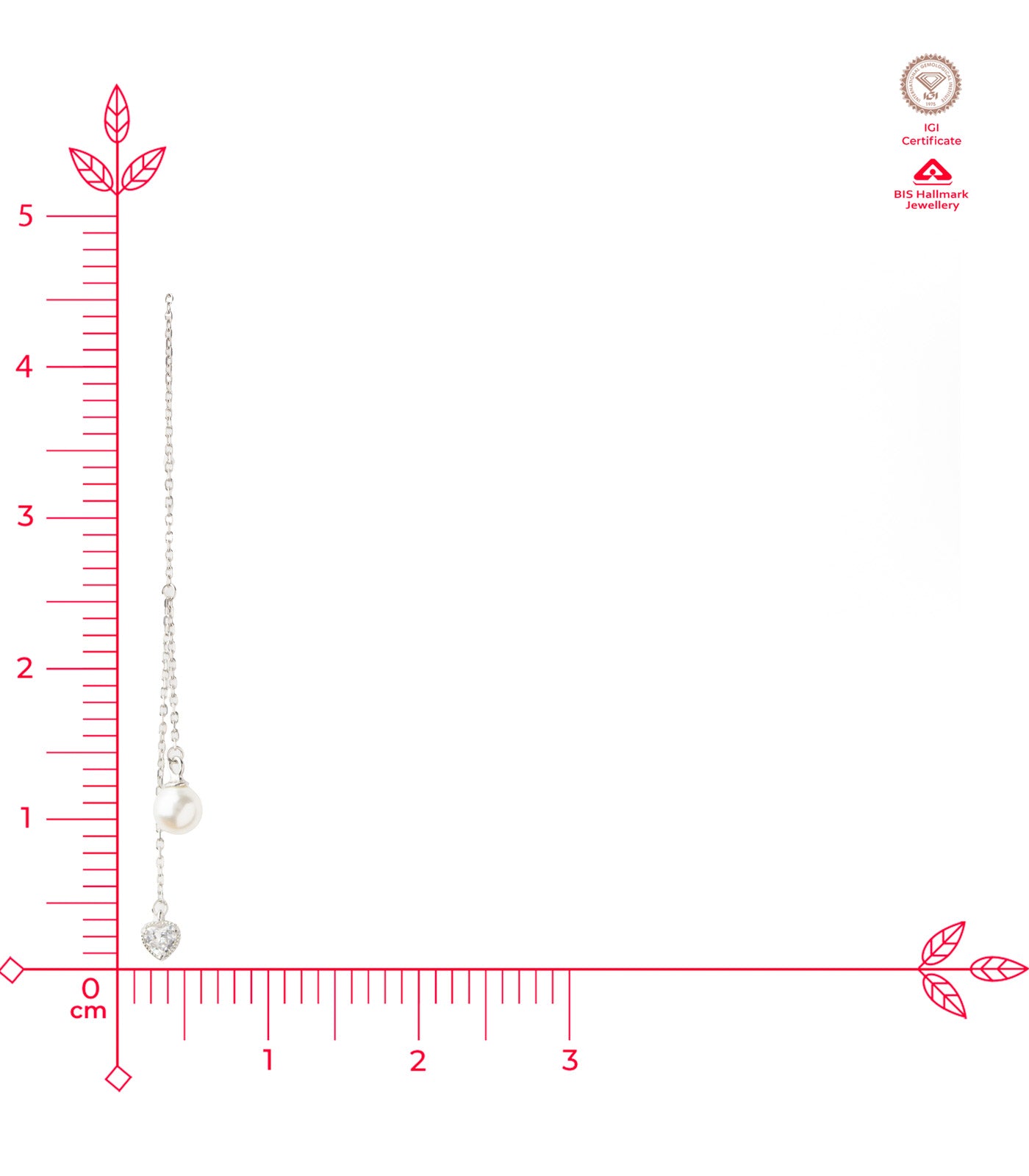 Heart-Pearl Sui Dhaga Earrings (Silver)