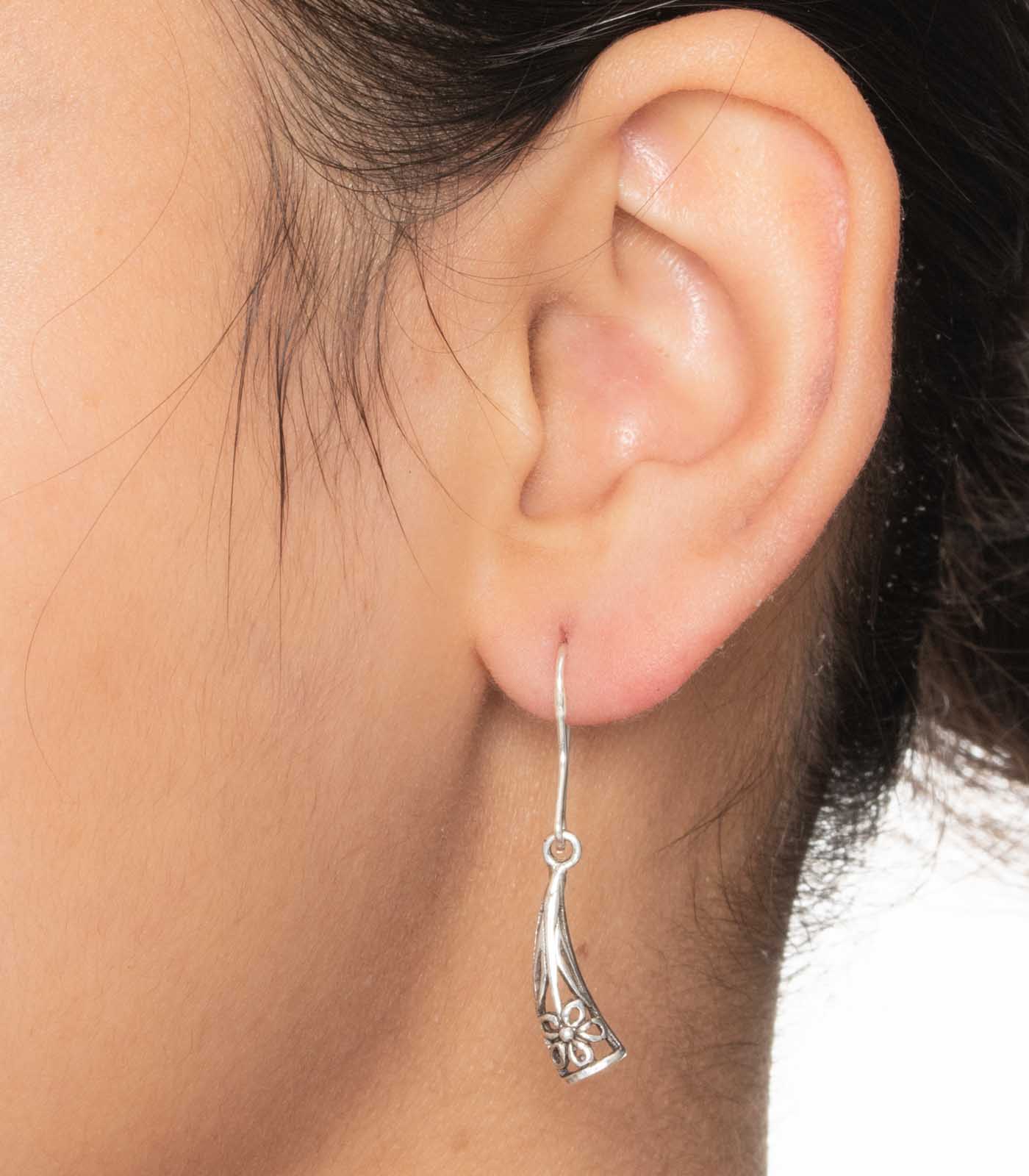 Stylish Tag Earrings (Silver)