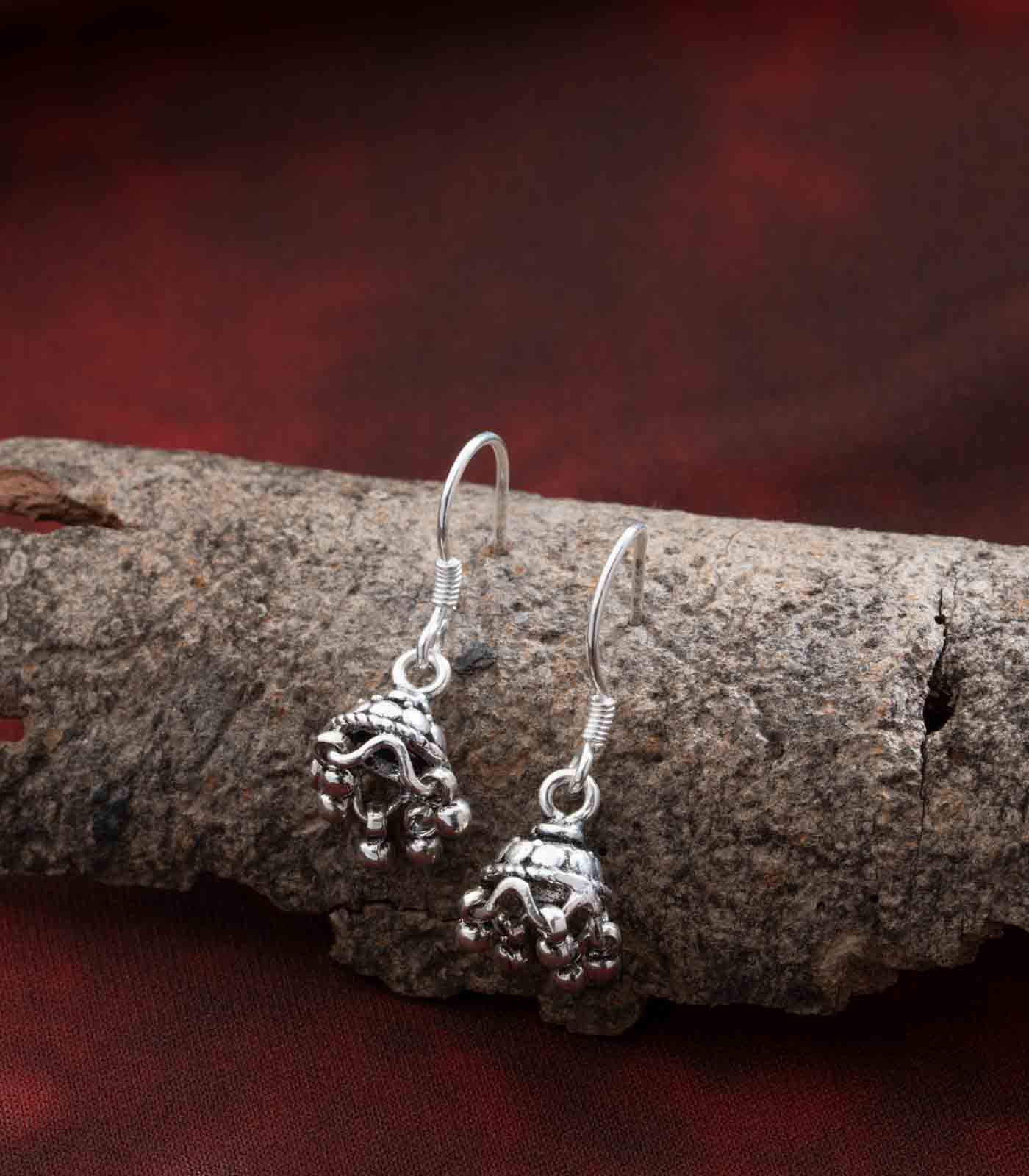 Silver Oxidized Jhumki