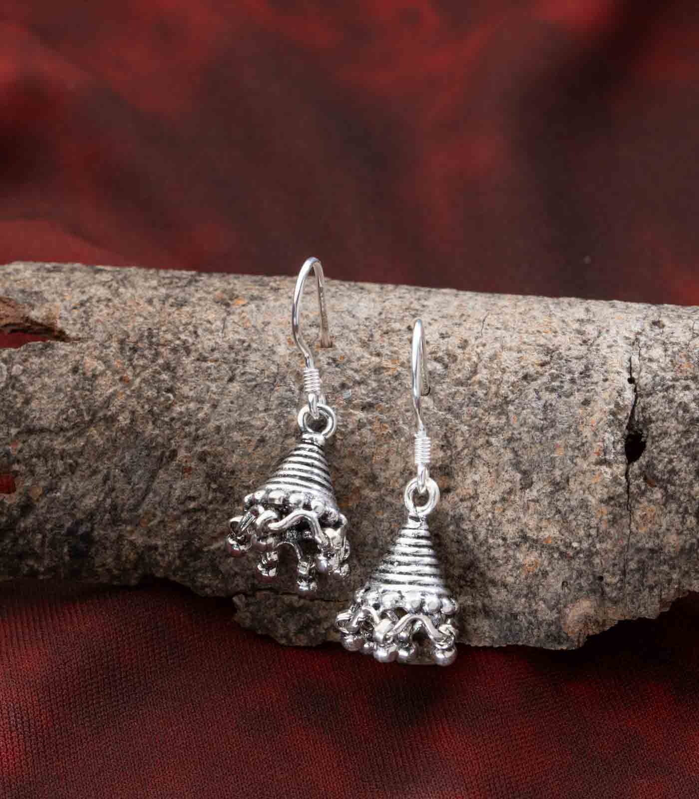 Silver Oxidized Jhumki