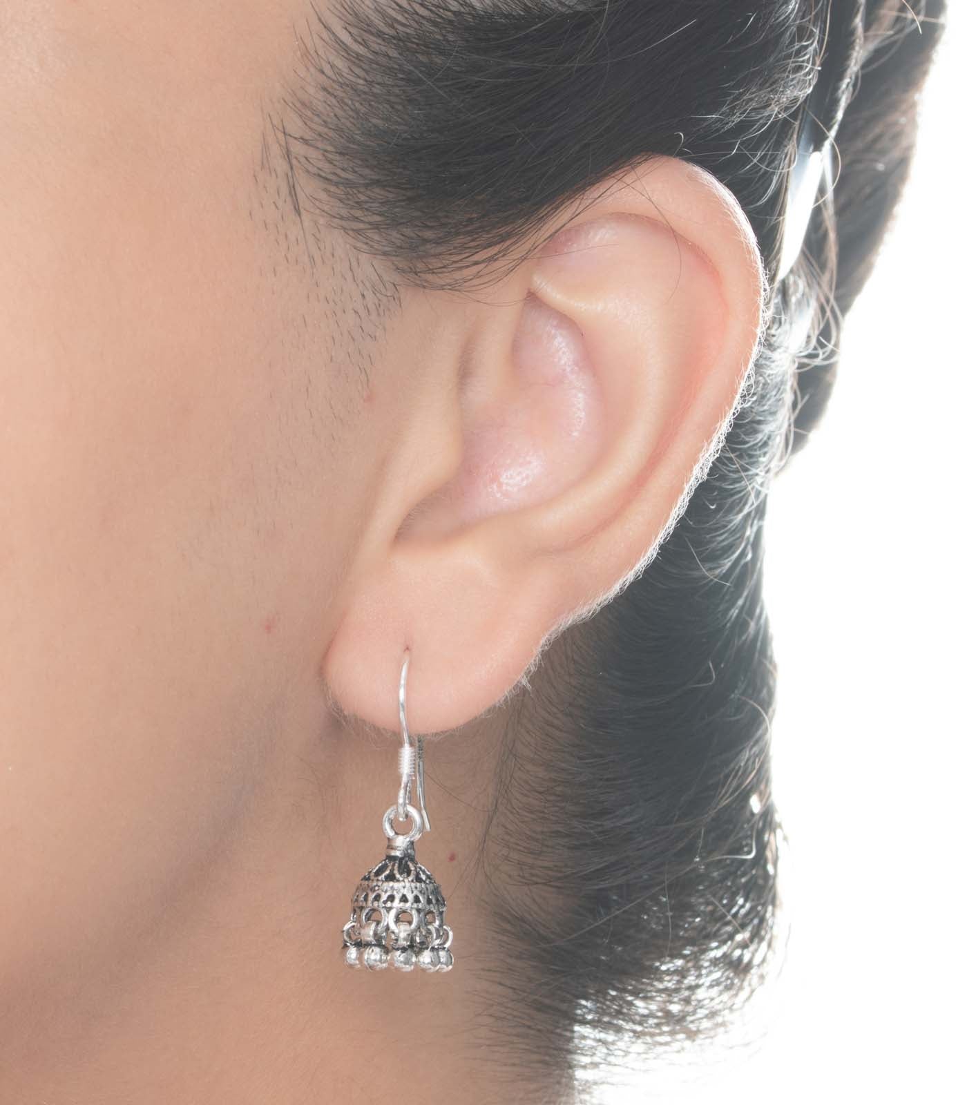Silver Oxidized Jhumki